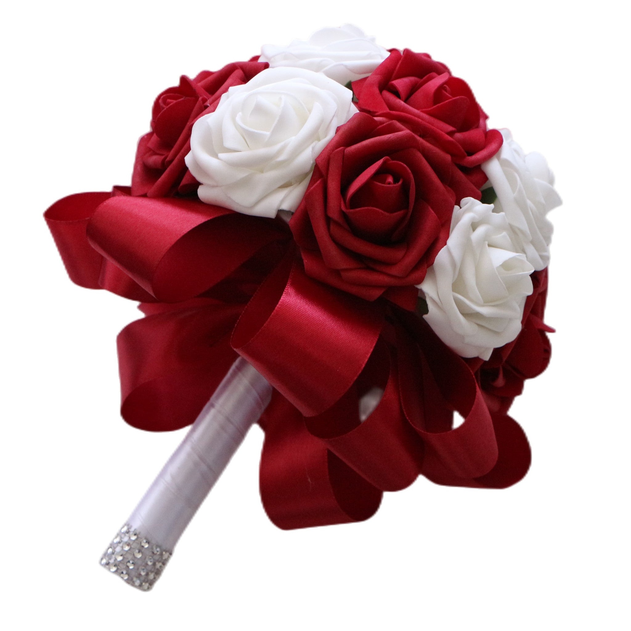 Dark Red White Black Roses Artificial Flower Bouquet