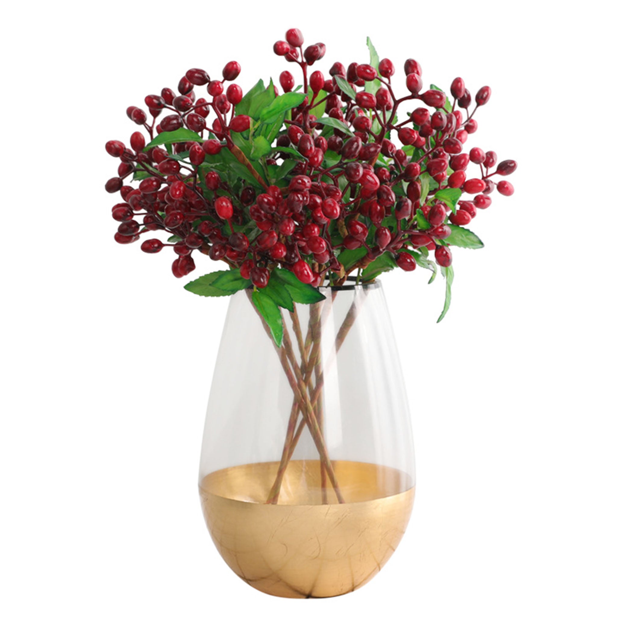 Faux Olive Berry Branch Blueberries with Leaves