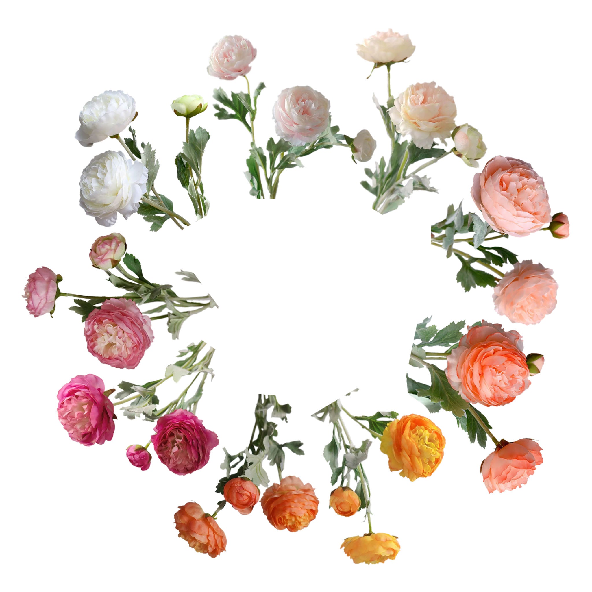Artificial Ranunculus Flower Branch for Home Arrangement