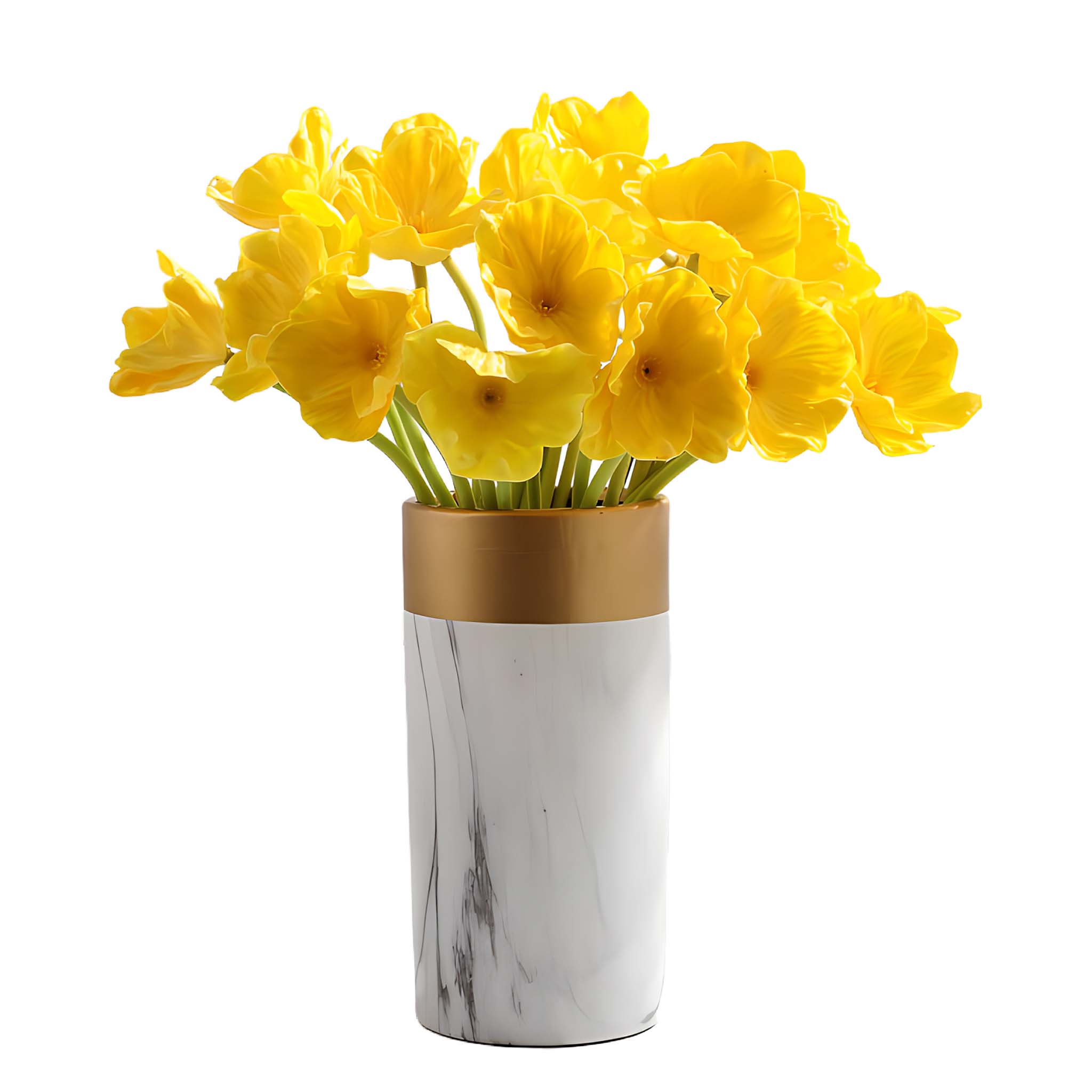 Yellow Poppy Flowers Artificial PU Poppies 10 Stems