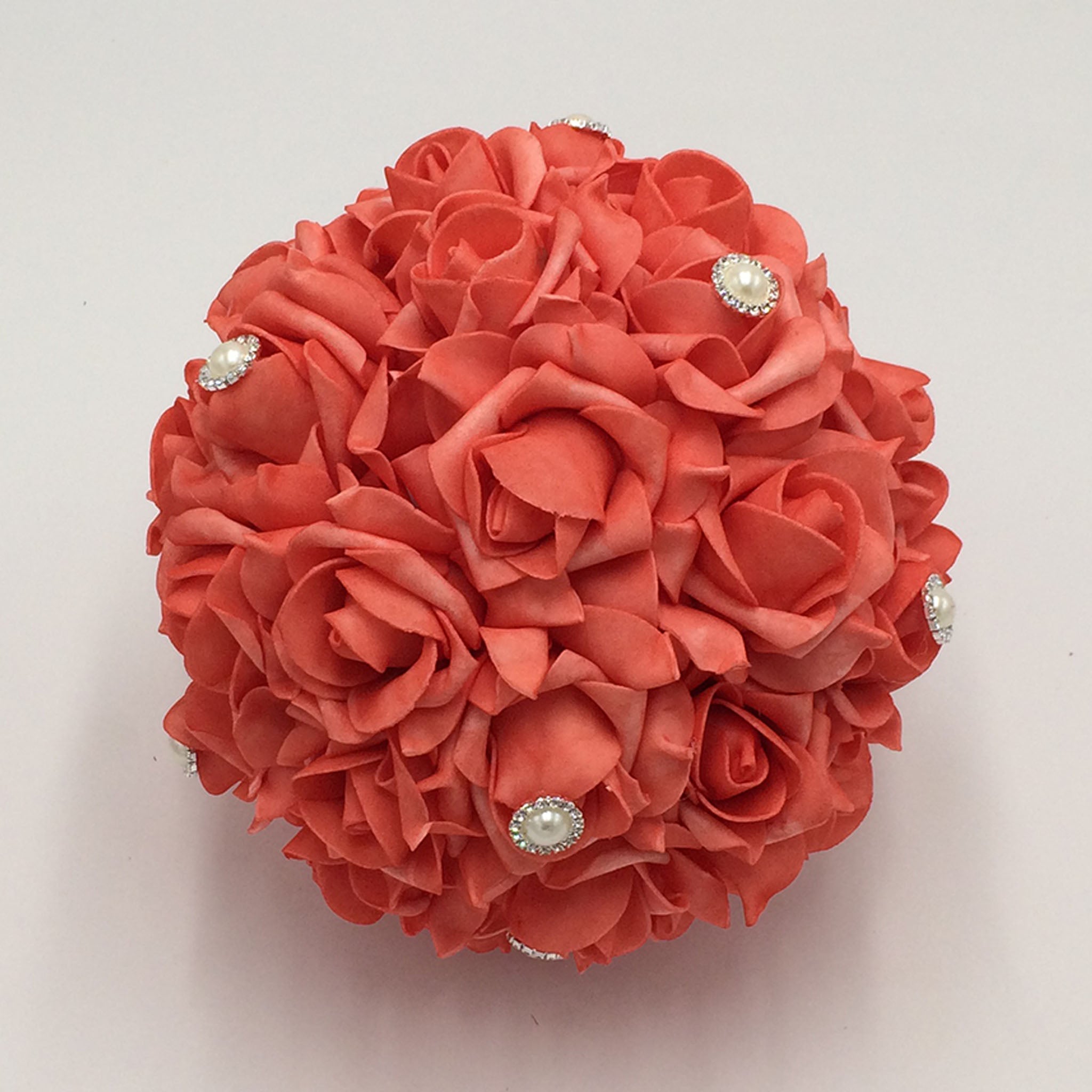 Coral Roses Bridesmaid Wedding Bouquet