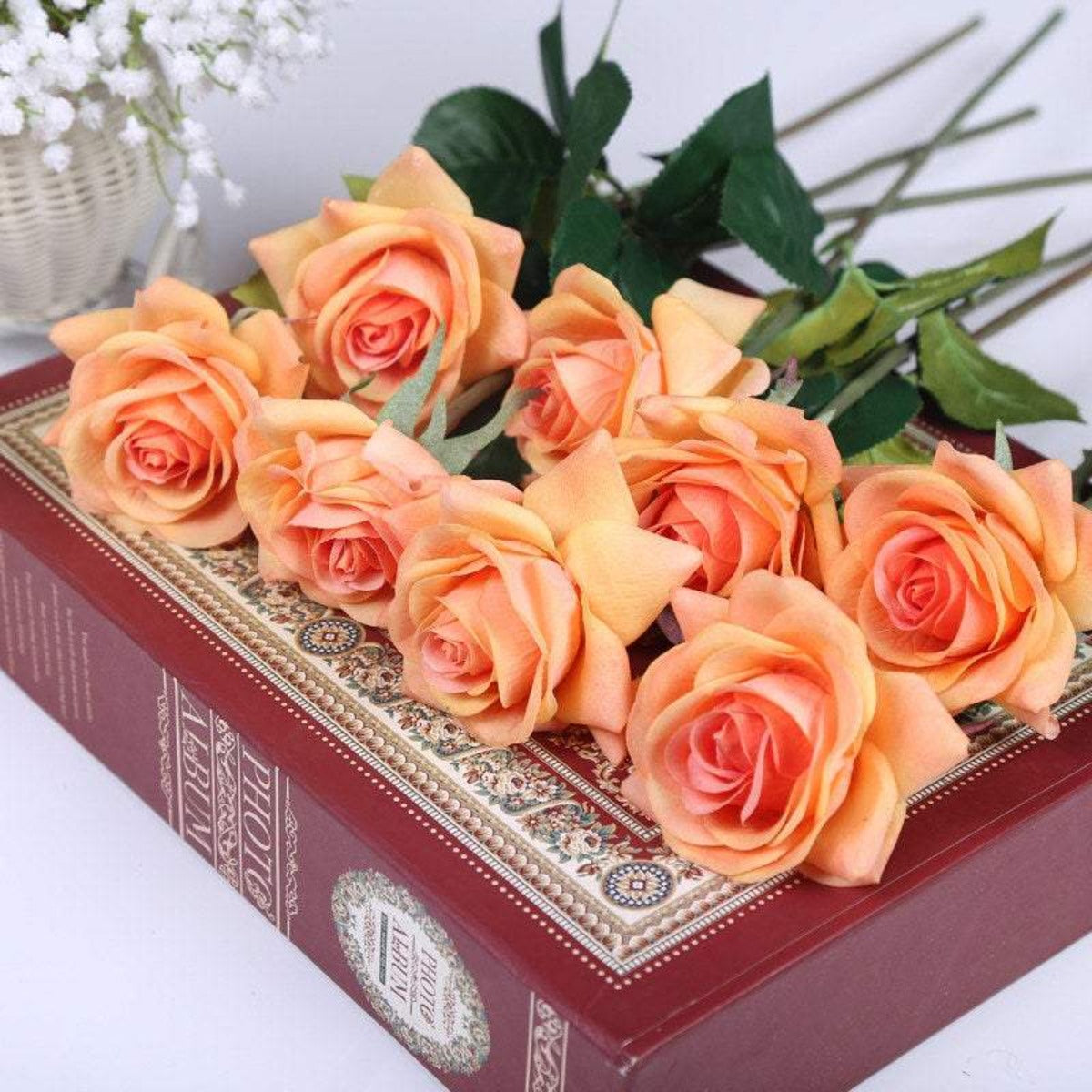 Orange Flowers Real Touch Roses for Fall Wedding