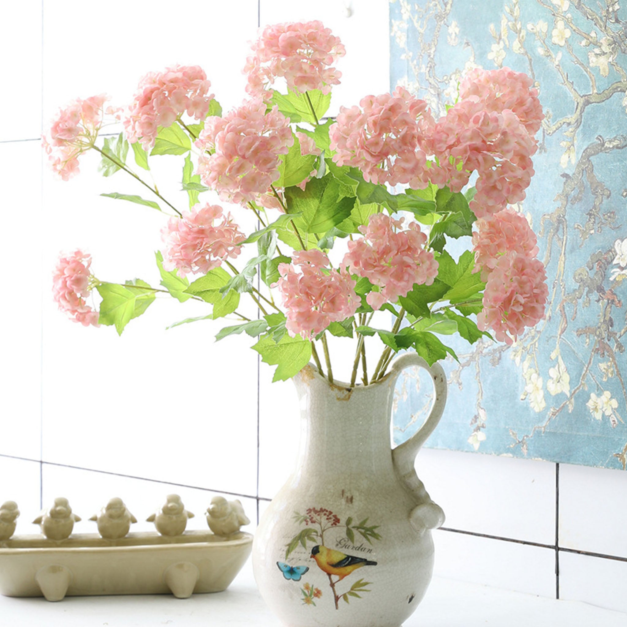 Artificial Snowball Hydrangea Branch 26"