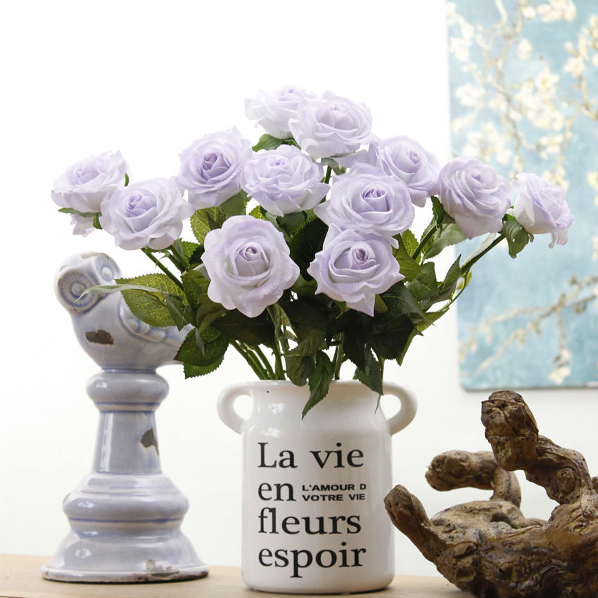 Real Touch Roses Lilac Wedding Flowers Floral Centerpieces 10pcs