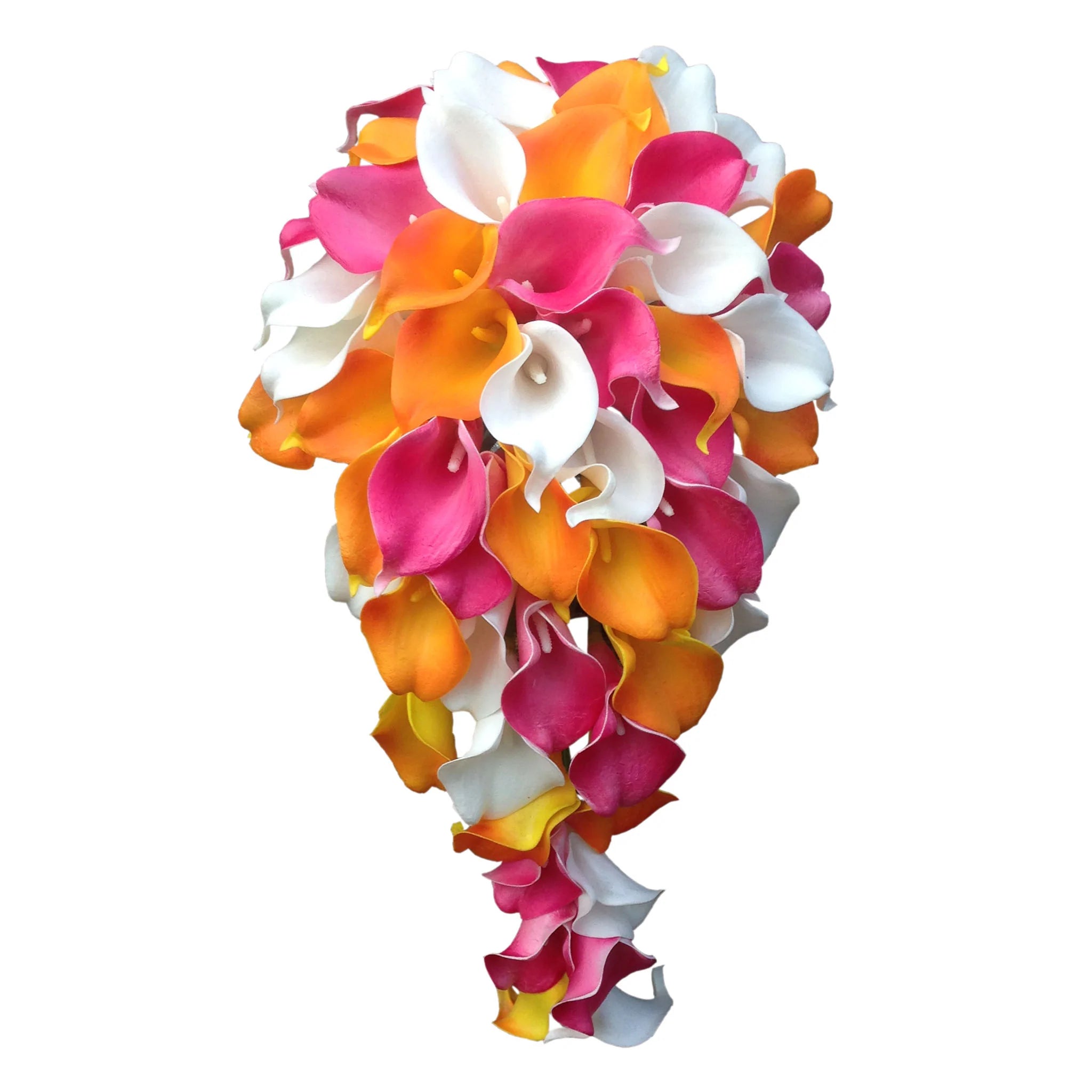 Calla Lily Cascade Bouquet for Bride Orange Fuchsia