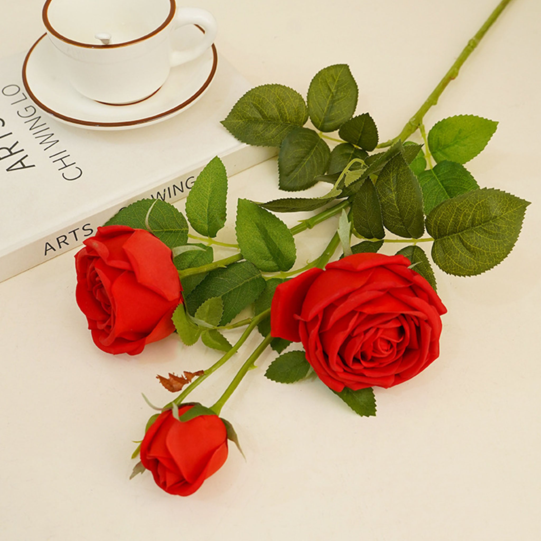 Real Touch Cabbage Roses Realistic Spray Flowers