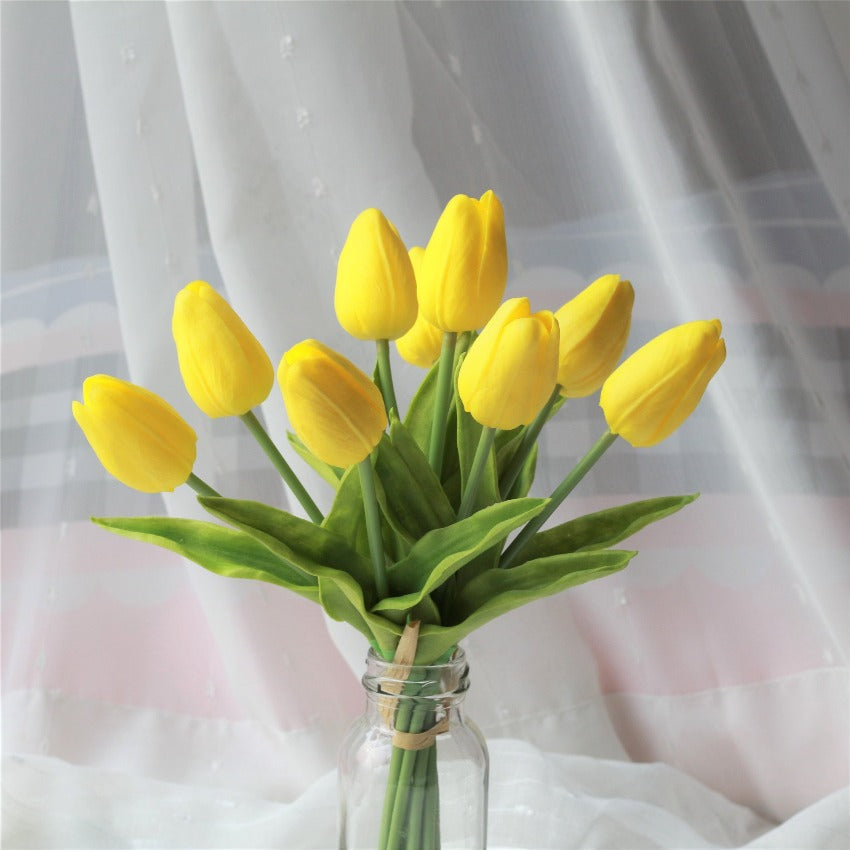 Yellow Tulips Real Touch Flowers for Wedding Bridal Bouquet