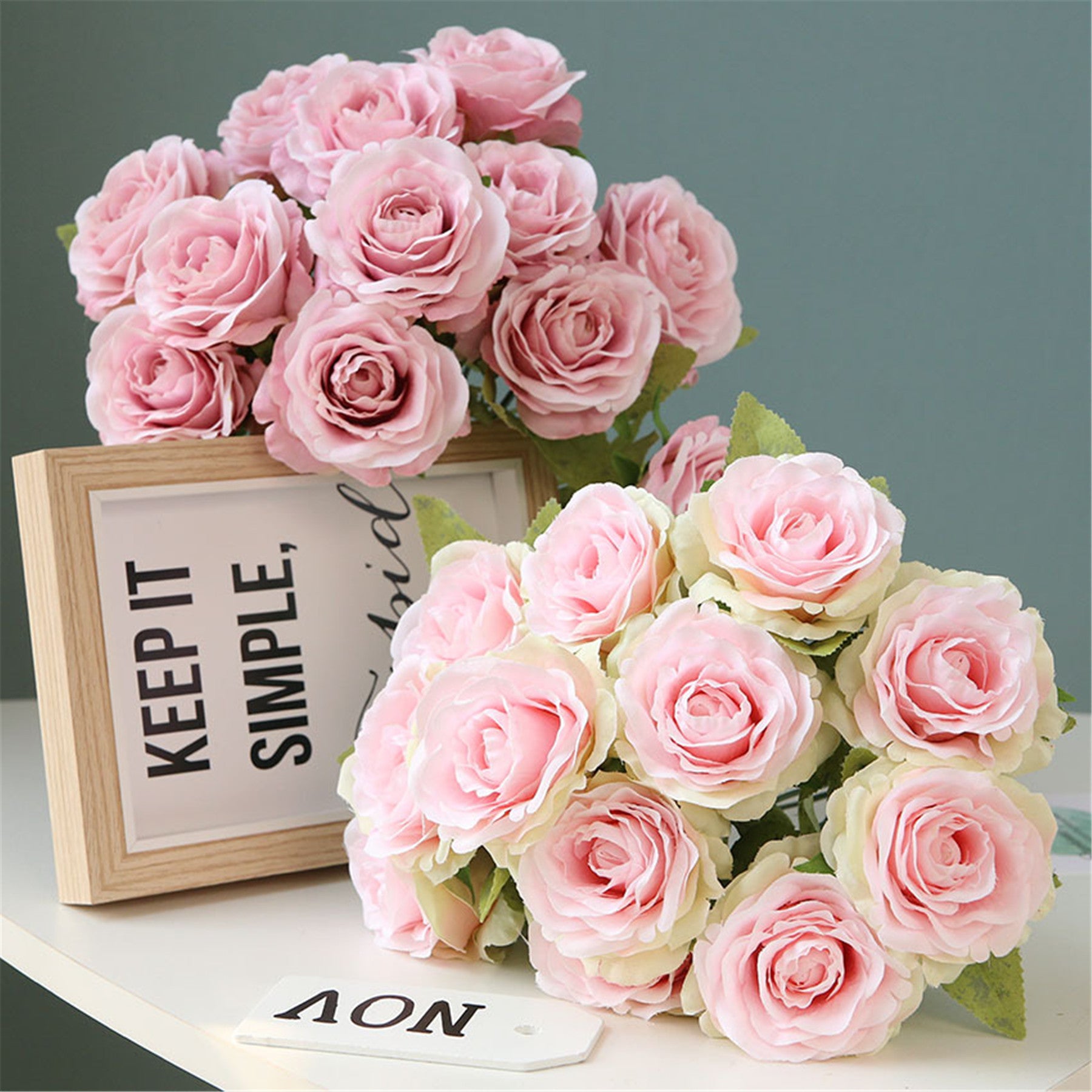 Silk Wedding Flowers Dusty Pink Cream Rose Bunches