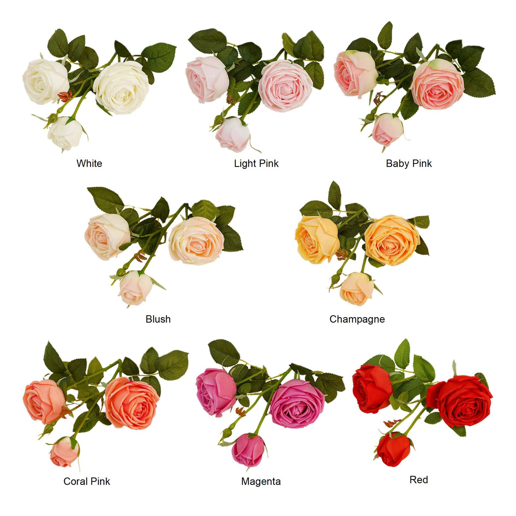 Real Touch Cabbage Roses Realistic Spray Flowers