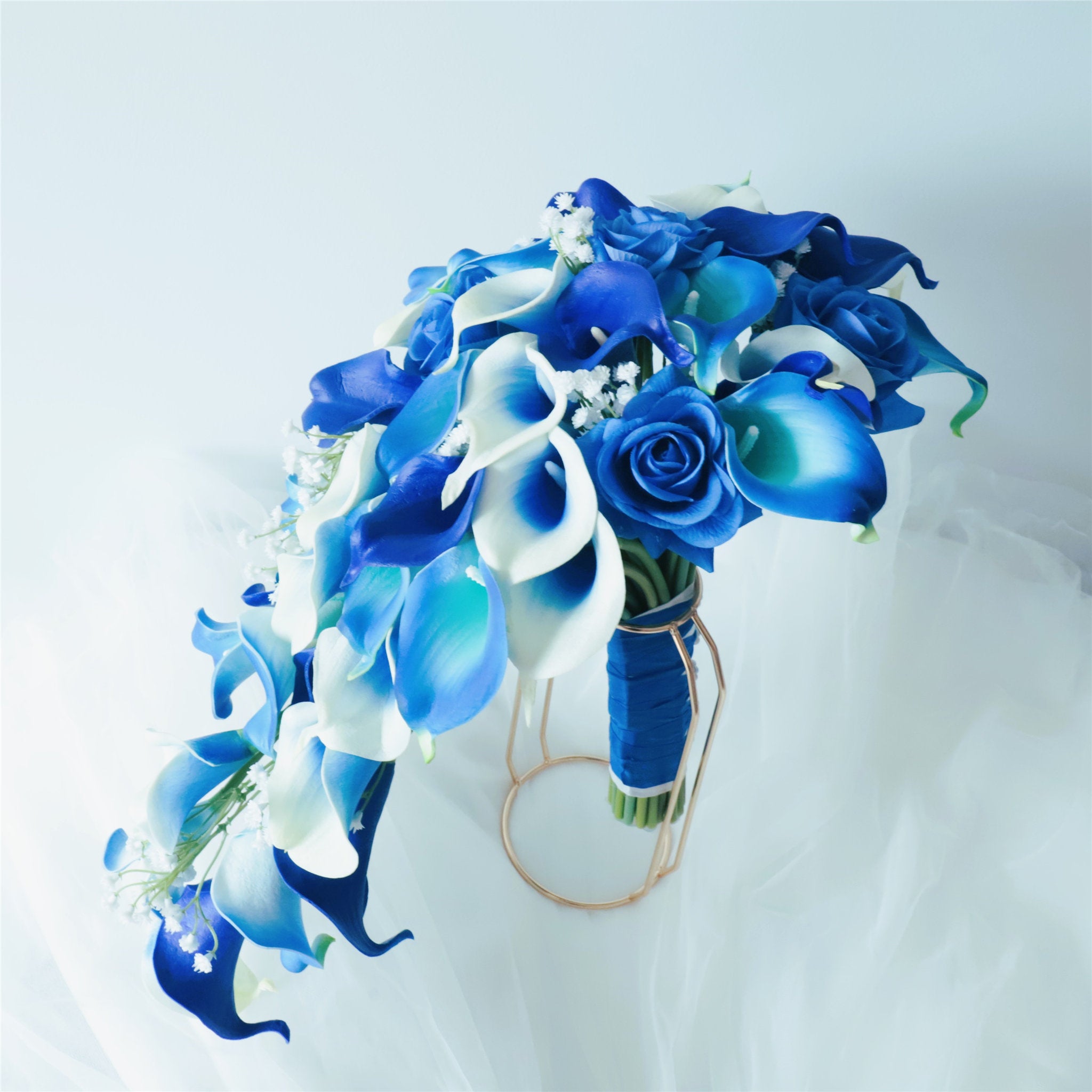 Royal Blue Calla Lily Cascading Bouquet