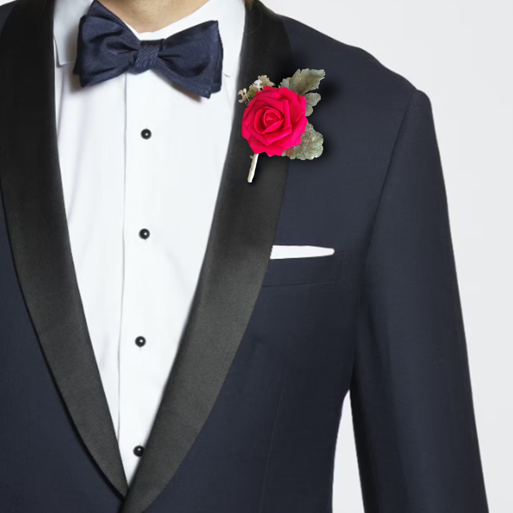 Hot Pink Groom Boutonniere Rustic