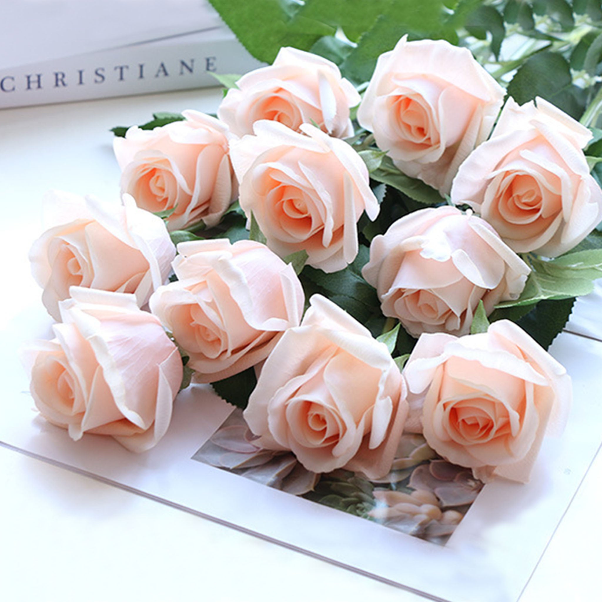Realistic Flowers Real Touch Half Open Roses 22"