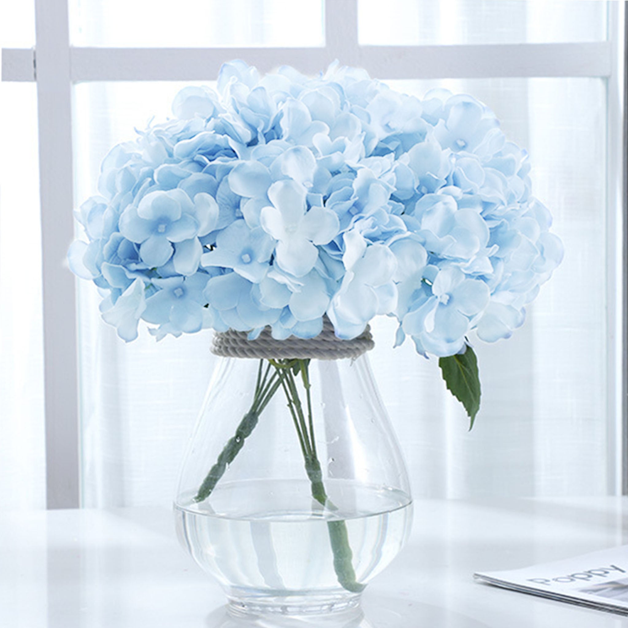 Small Artificial Hydrangea Bunch Blue White Pink Yellow