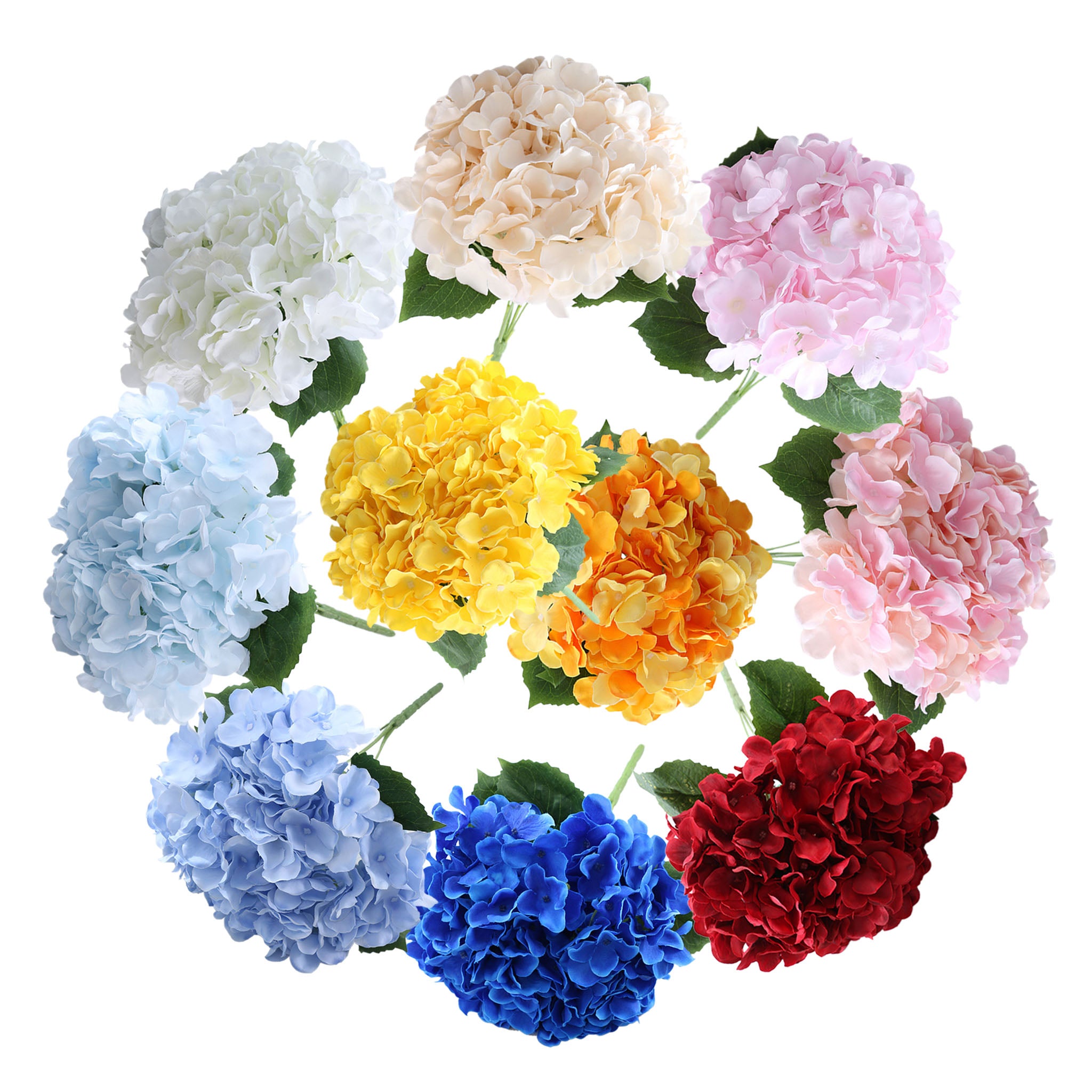 Small Artificial Hydrangea Bunch Blue White Pink Yellow