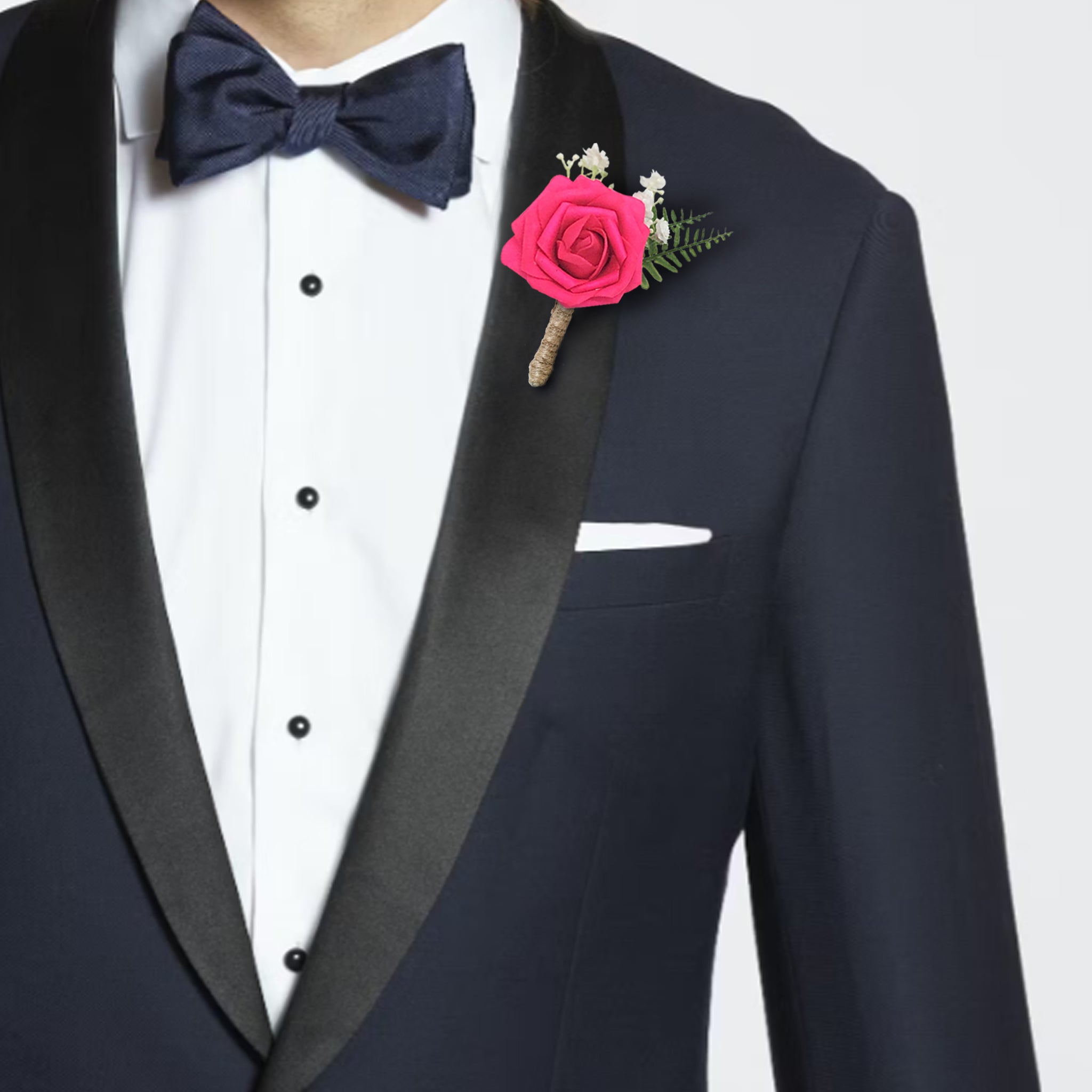 Hot Pink Rose Boutonniere for Groom Man