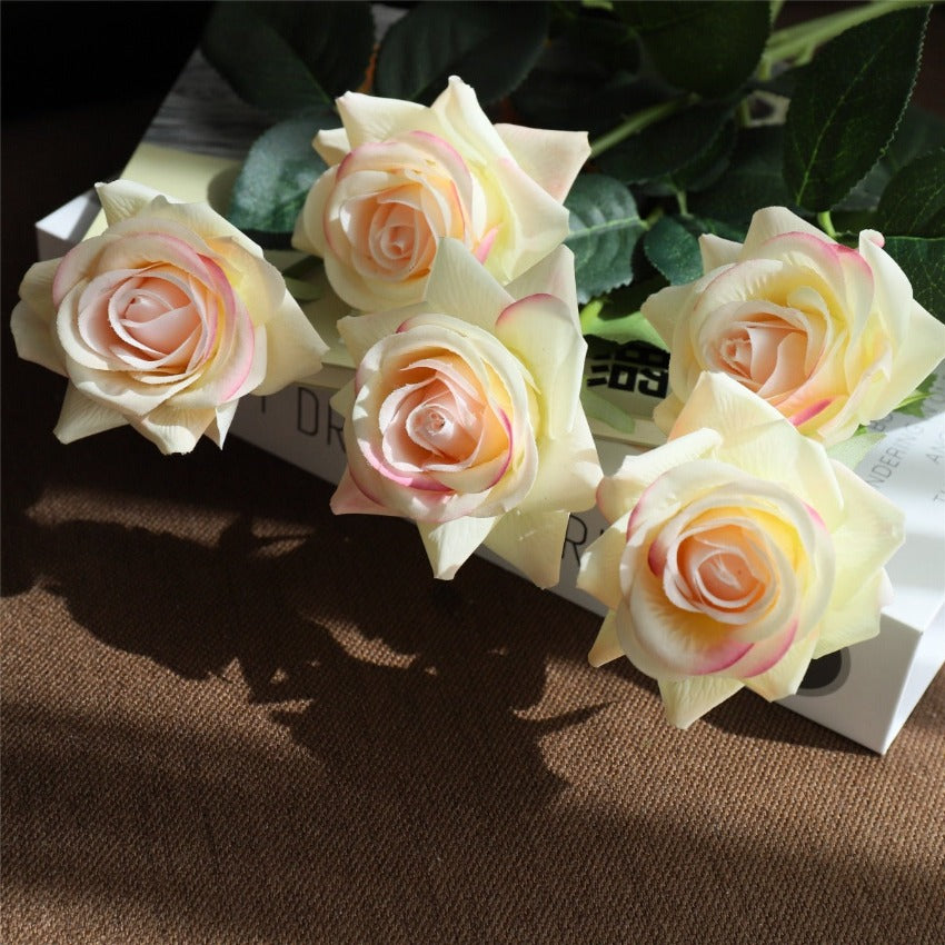 Latex Roses Silk Flowers Artificial 10 Stems for Home Decor