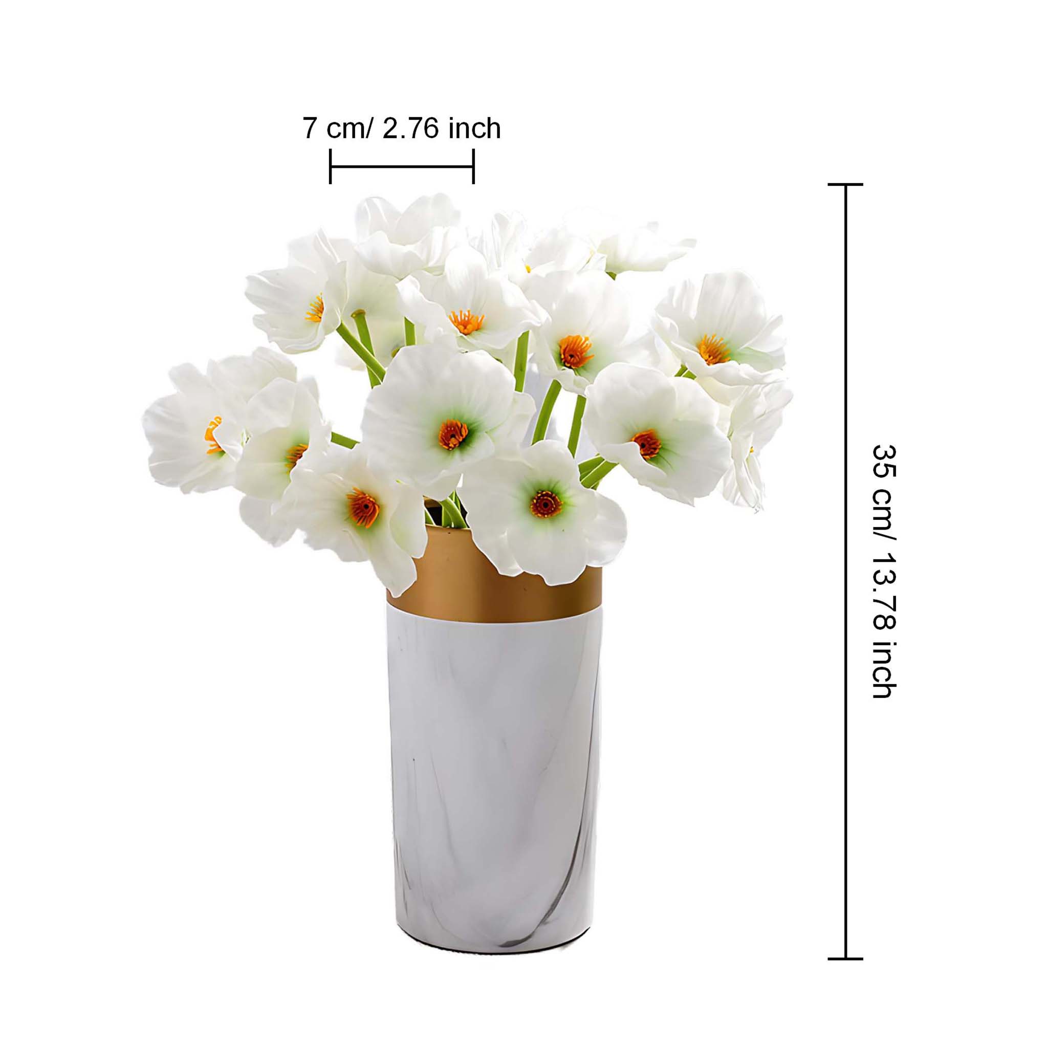 White Poppy Windflowers Fake Flowers 10 Blooms