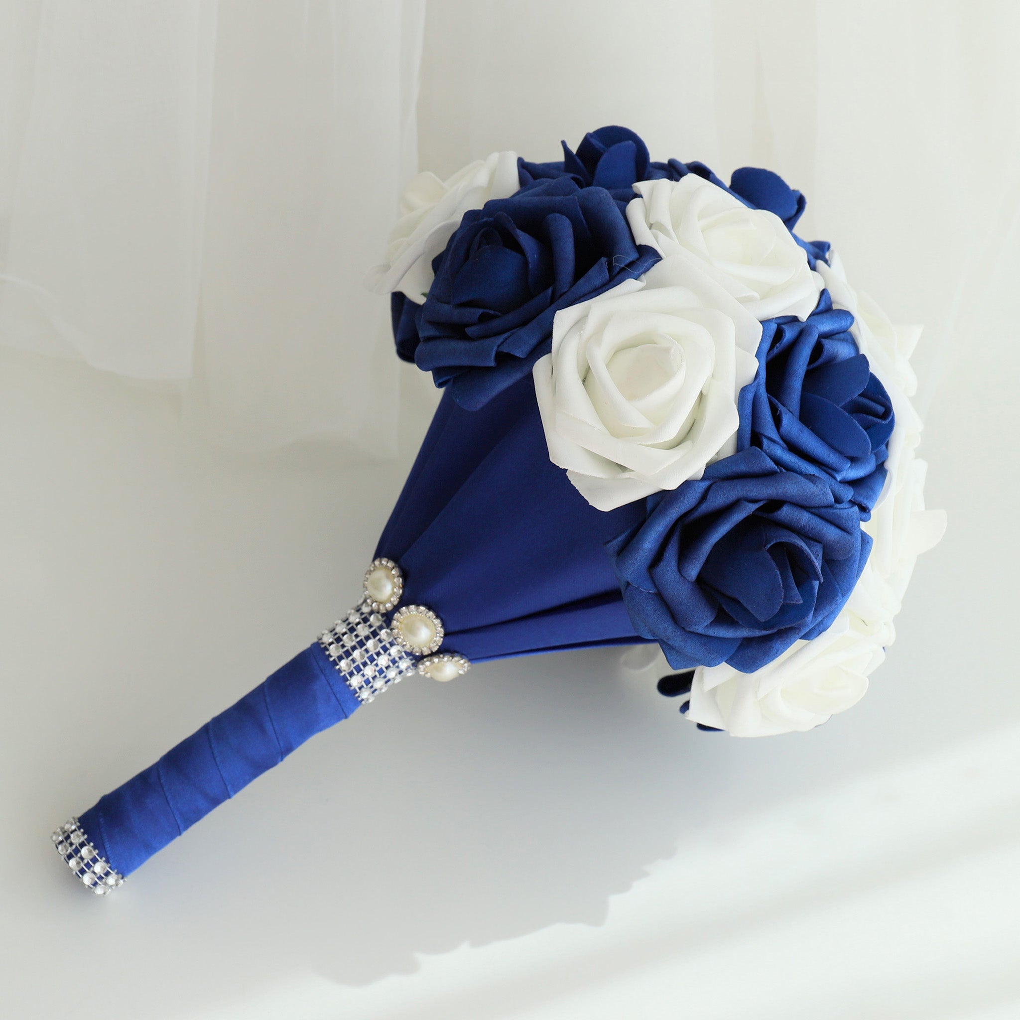 Wedding Bouquets Royal Blue and White Roses