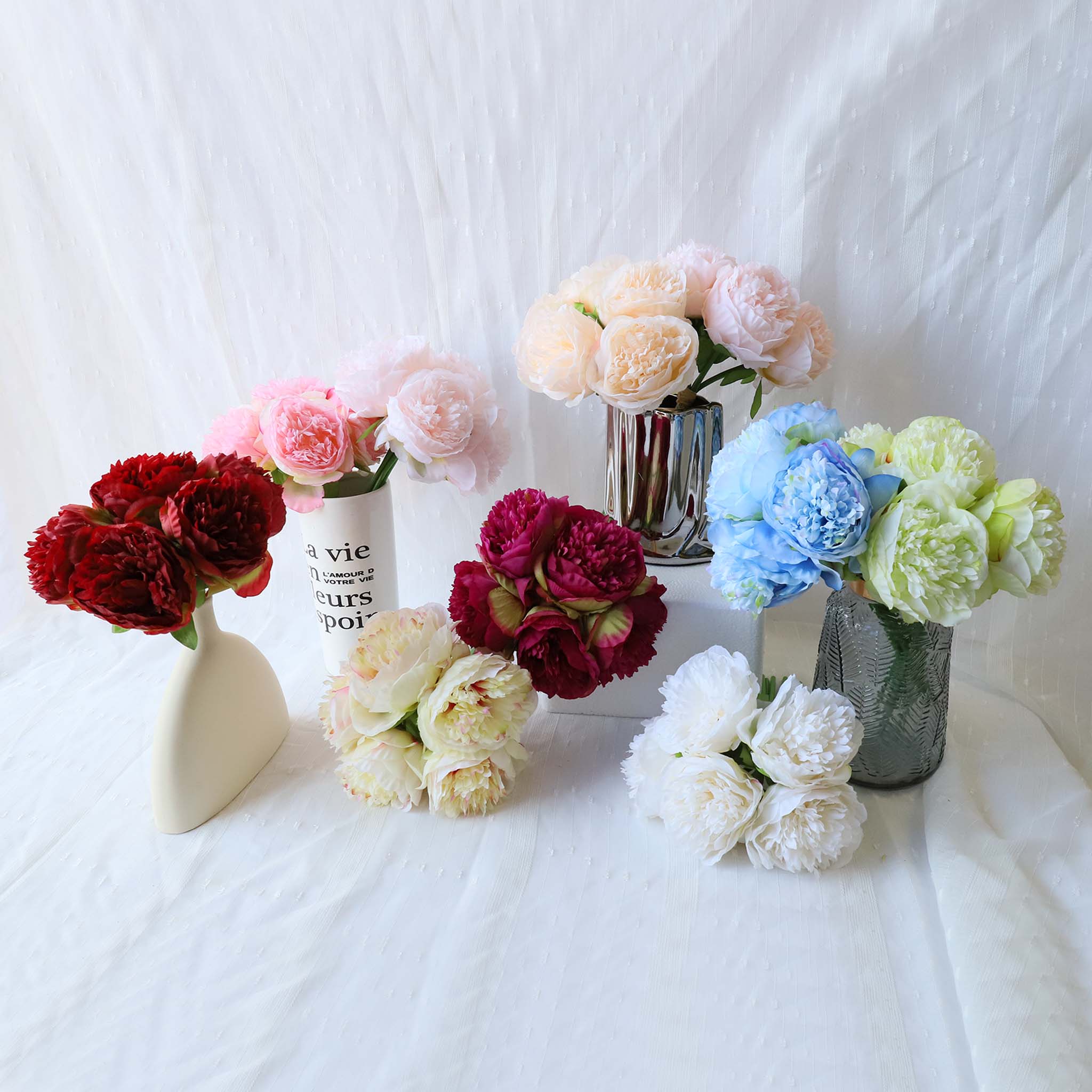 Silk Peony Bouquet Wedding Decoration Fake Flower Arrangement