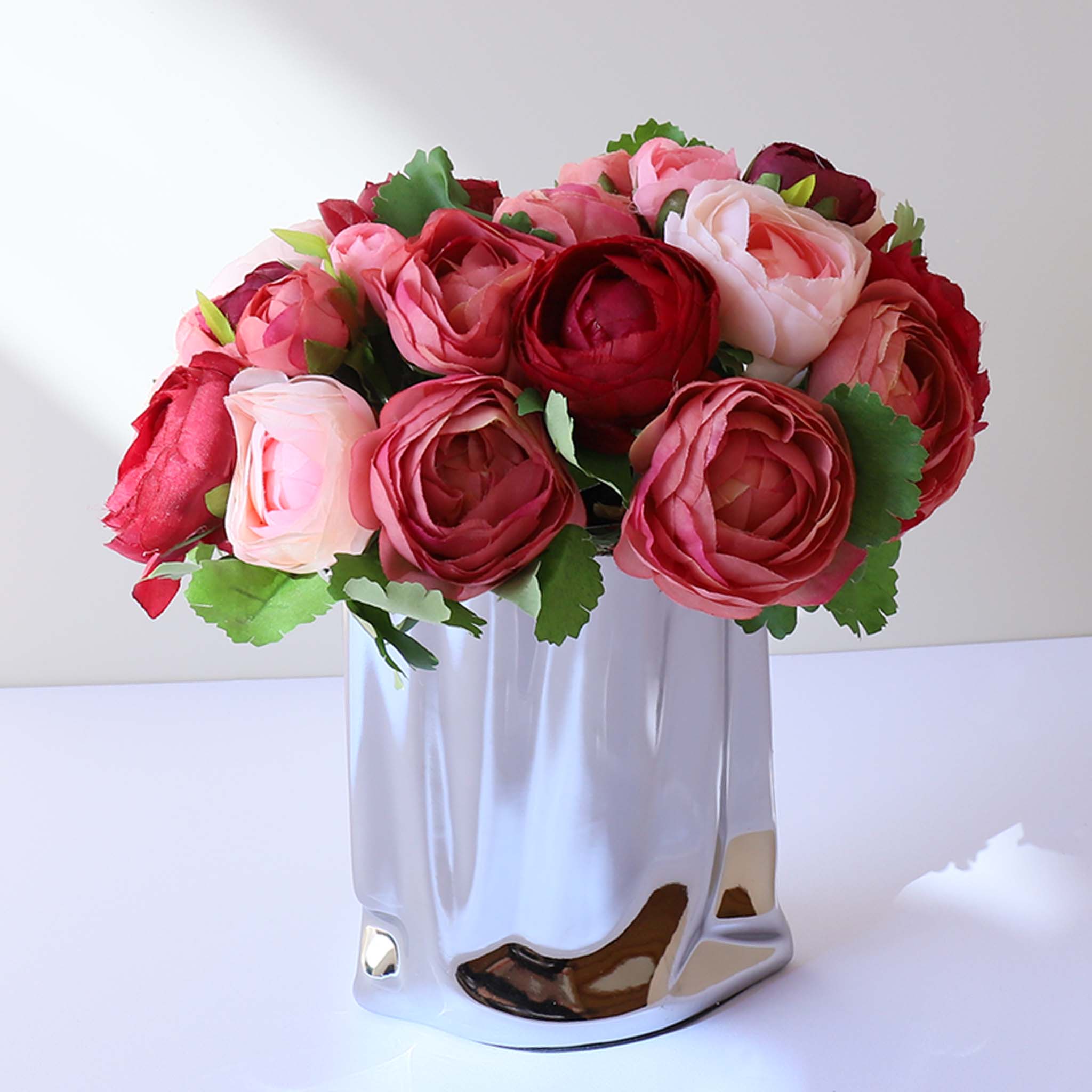 Silk Ranunculus Bouquet Artificial Camellia Flowers Arrangement