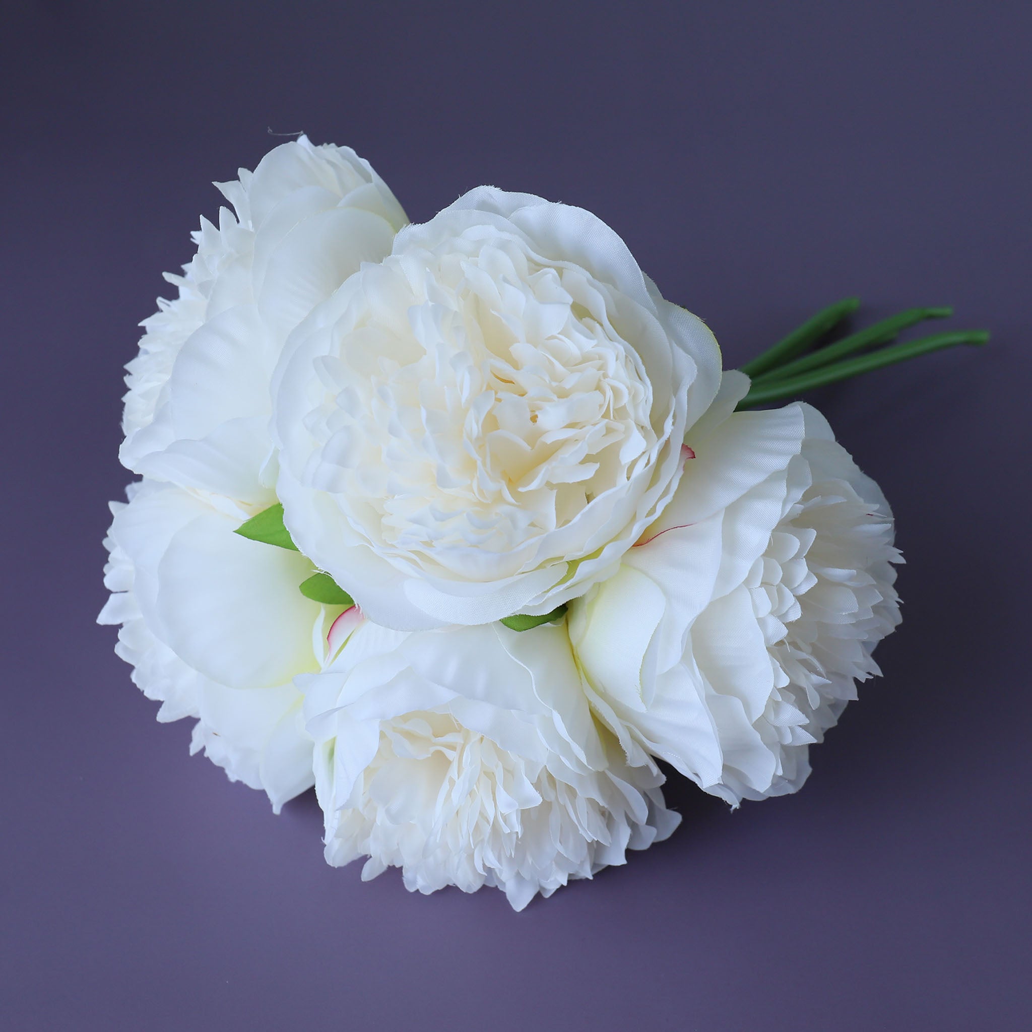 White Peony Silk Flower Bouquet for Home Decor Wedding Arrangement