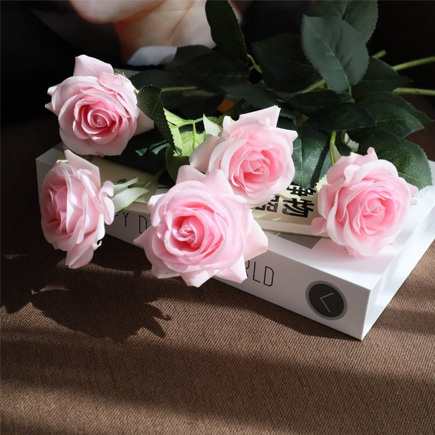 Latex Roses Silk Flowers Artificial 10 Stems for Home Decor