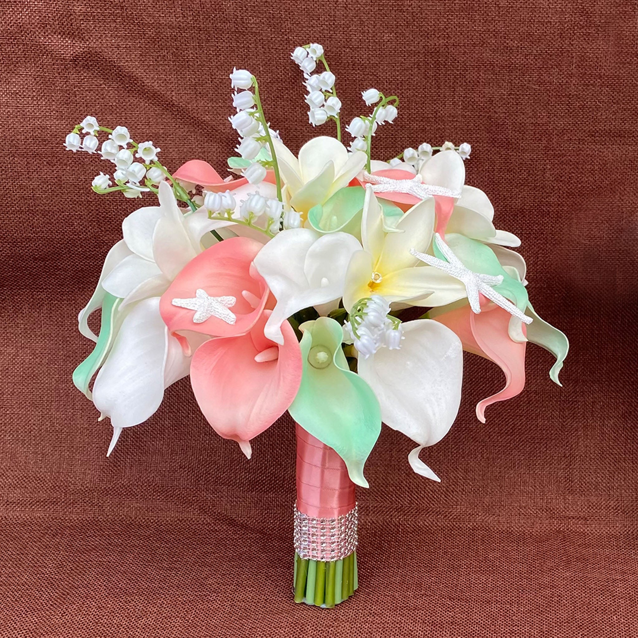 Bridal Beach Wedding Bouquet Fake Calla Lilies Starfish