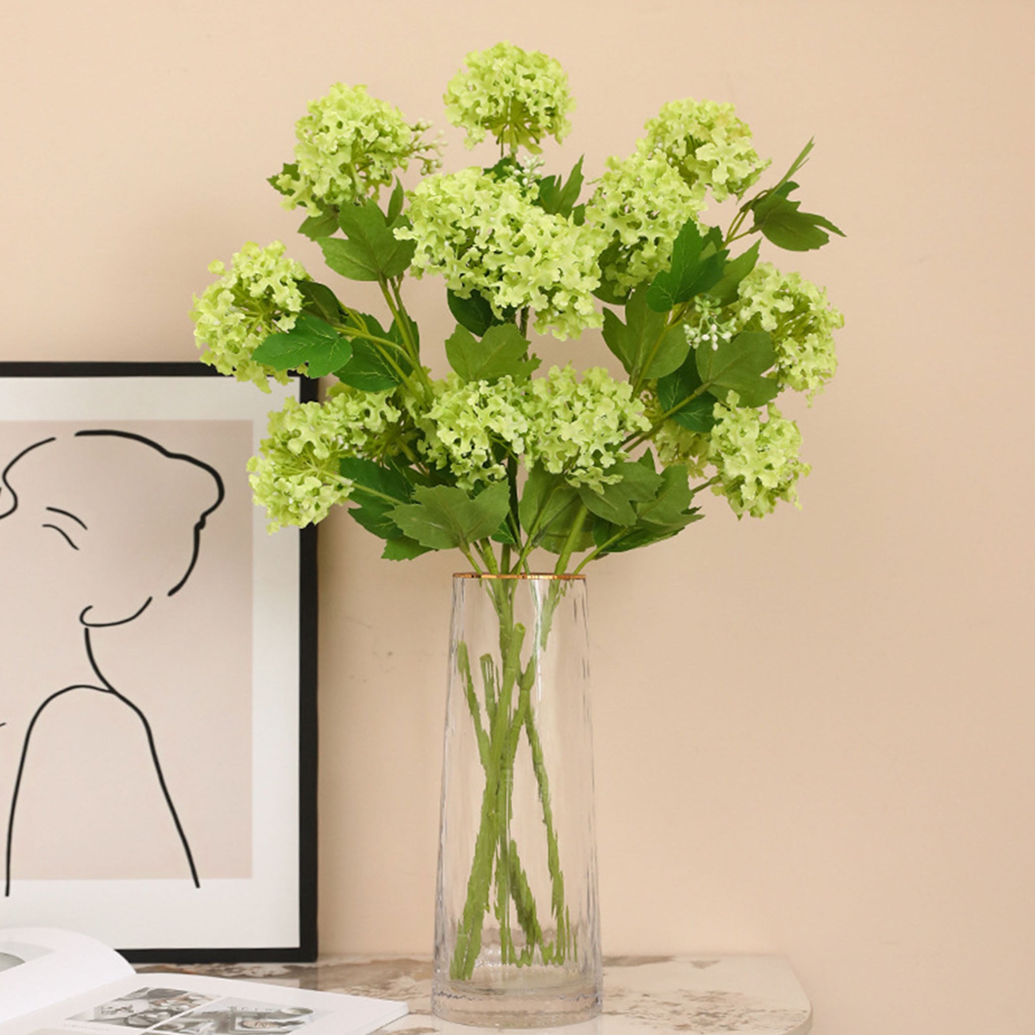 Tall Stem Artificial Silk Hydrangea Spray Flowers