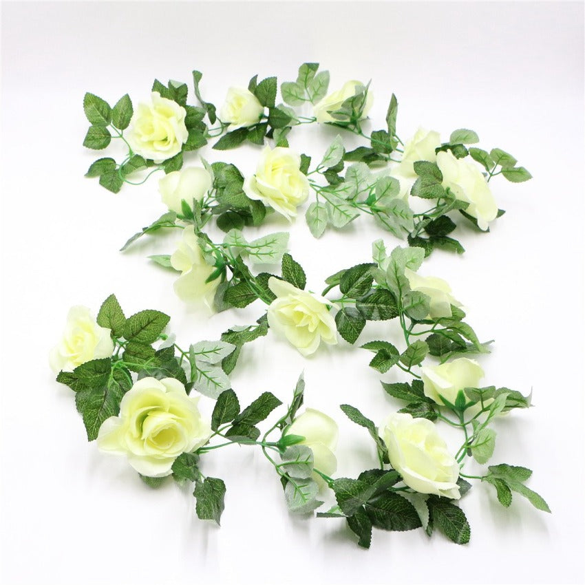 Artificial Rose Flower Garland for Wall Hanging Outdoor Decor 2 Flower Vines