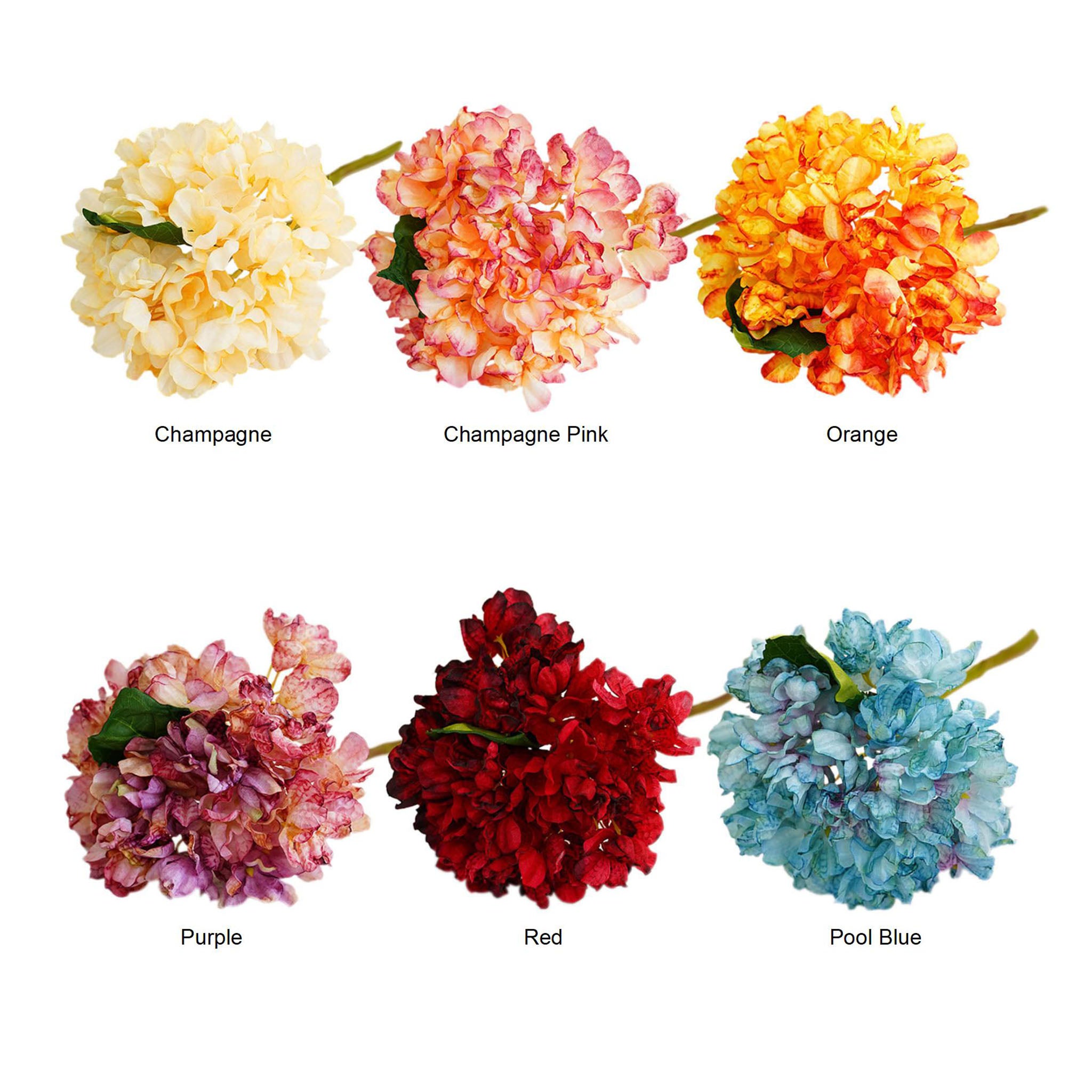 Large Hydrangea Bush Faux Flowers Short Stem