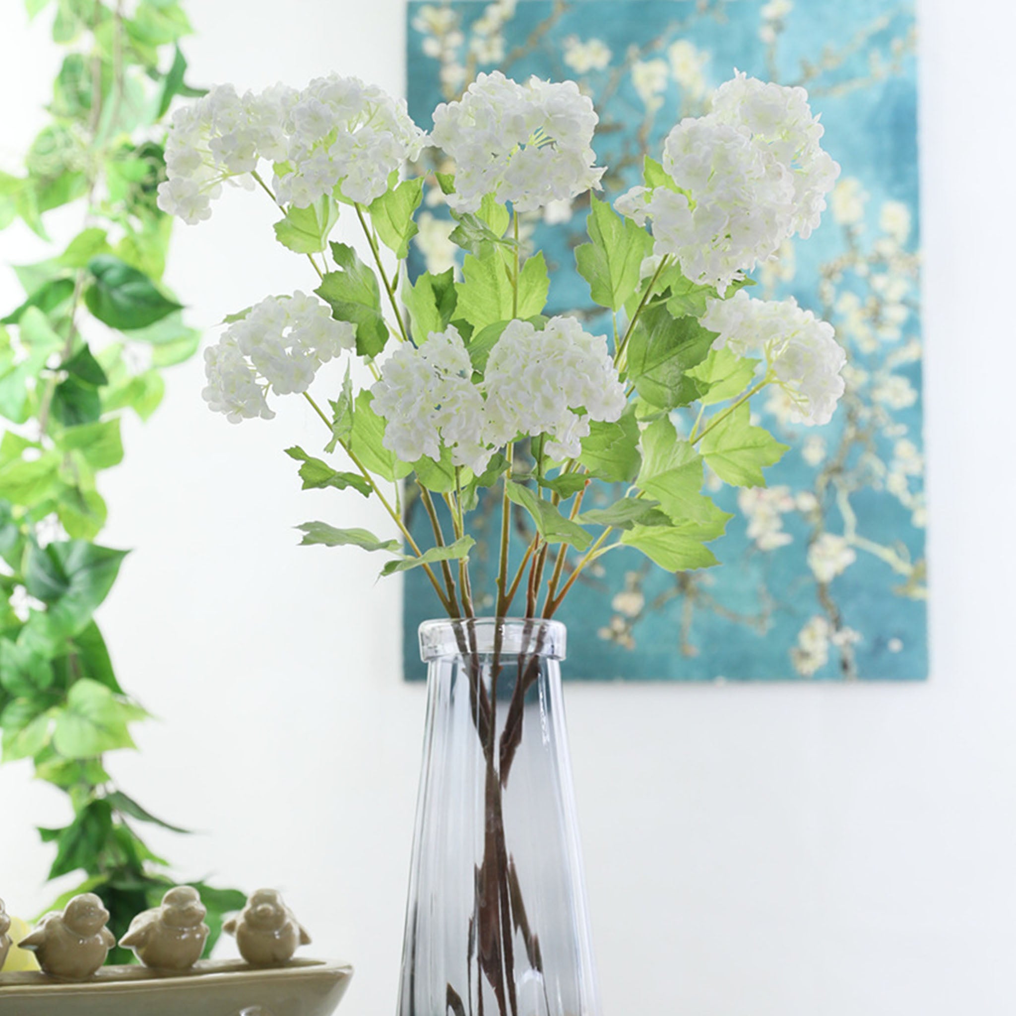 Artificial Snowball Hydrangea Branch 26"