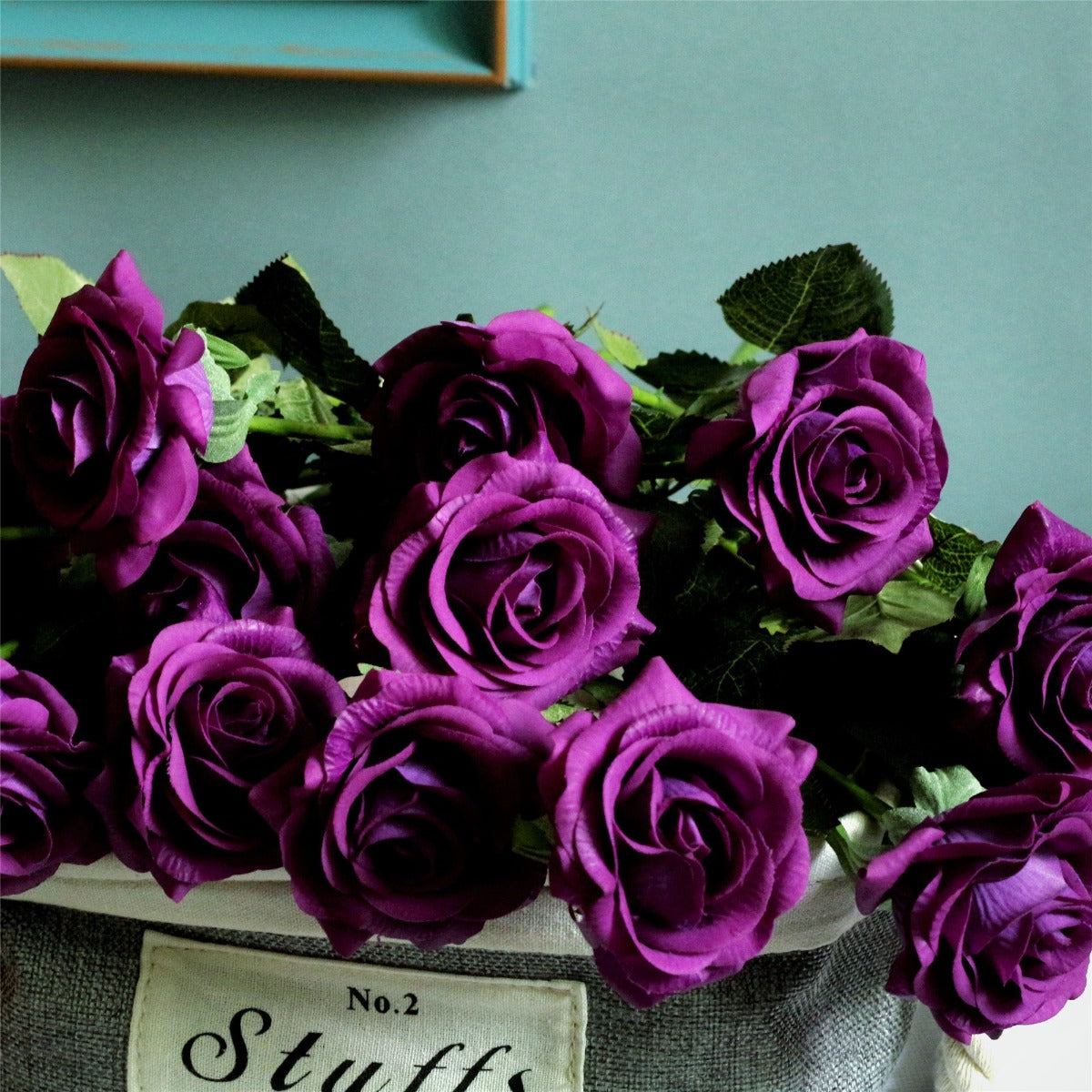 Purple Real Touch Roses Latex Flowers