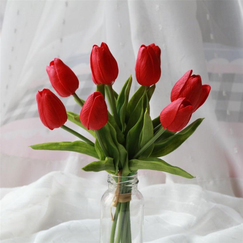 Red Wedding Flowers Real Touch Tulip Bouquet Floral