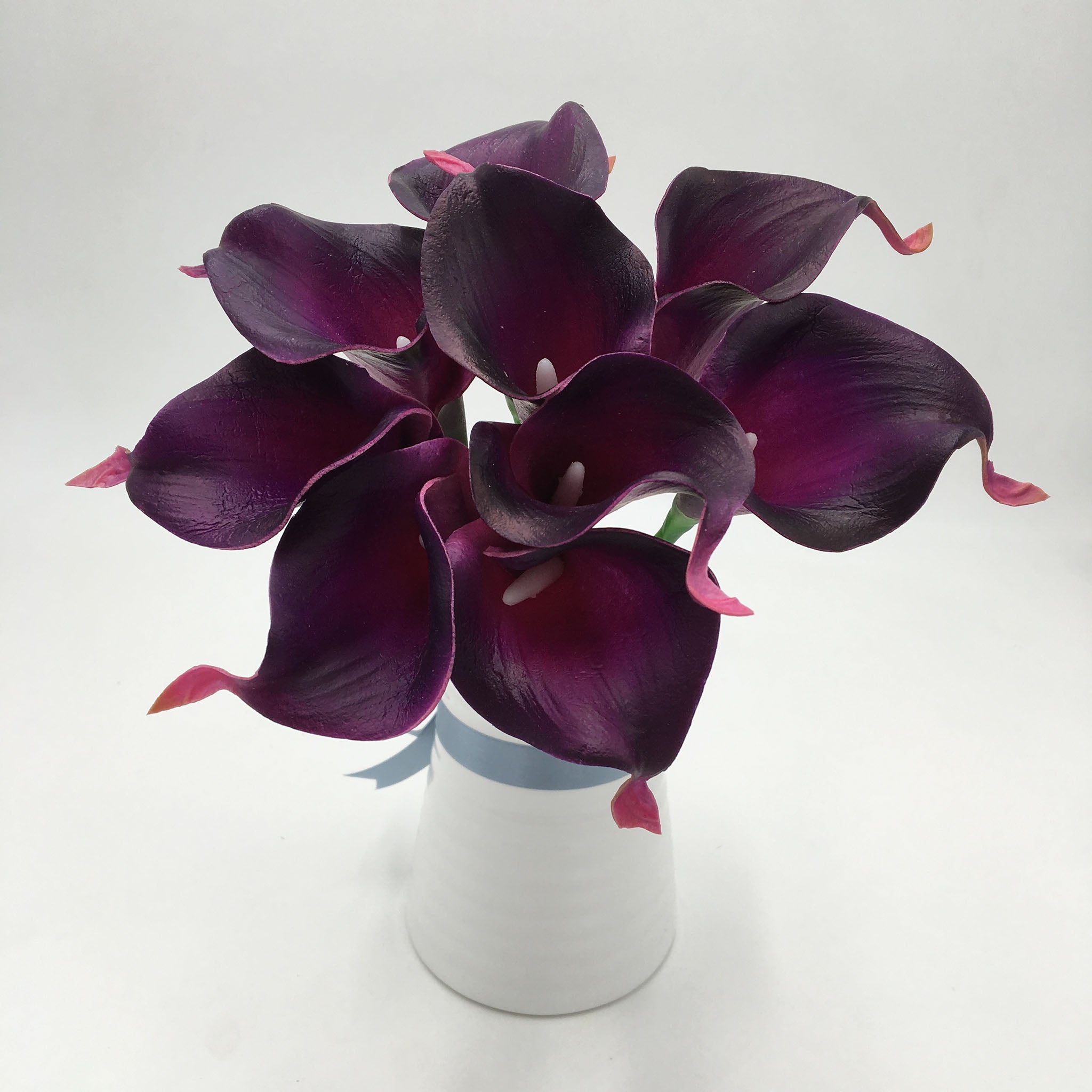 Eggplant Purple Real Touch Calla Lily Bouquet Latex