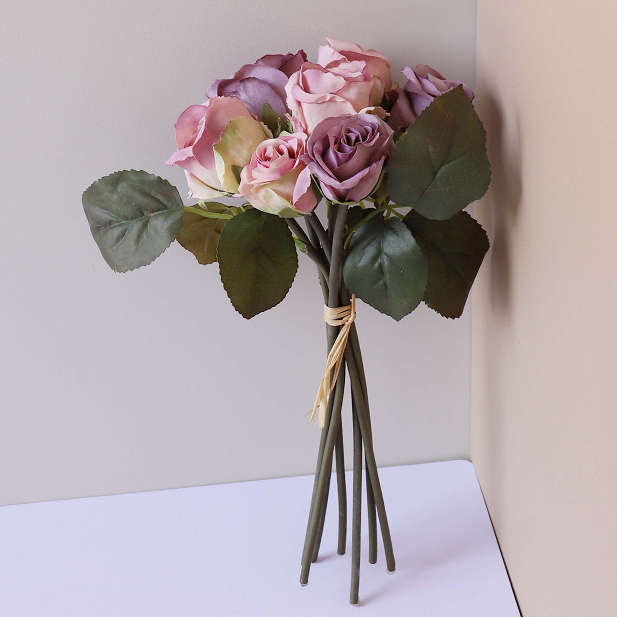 Fall Wedding Flowers Silk Rose Bouquet Vintage Colors For diy Crafts Gray Blue Bouquet