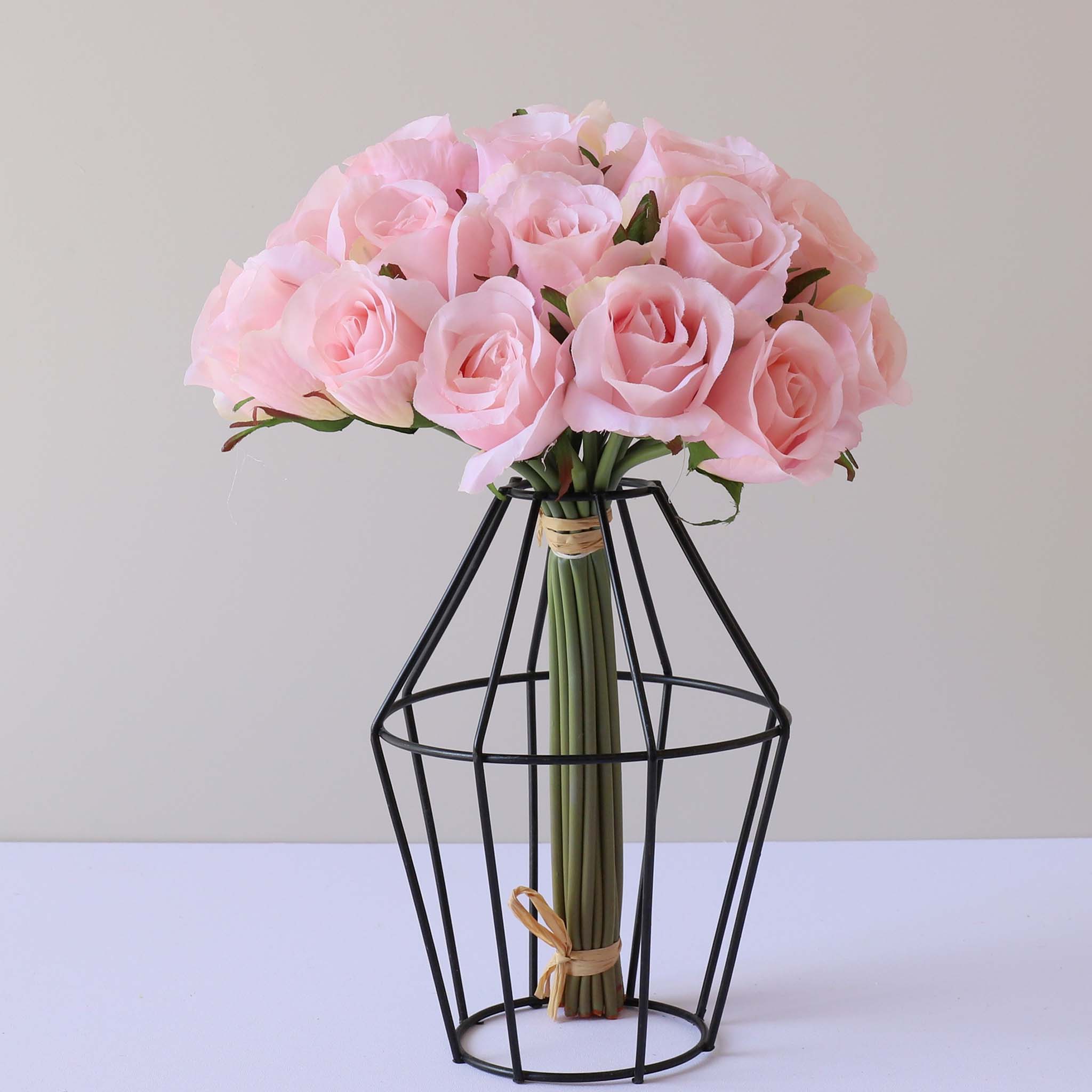 Silk Flower Bouquet Artificial Flowers Cream White Pink