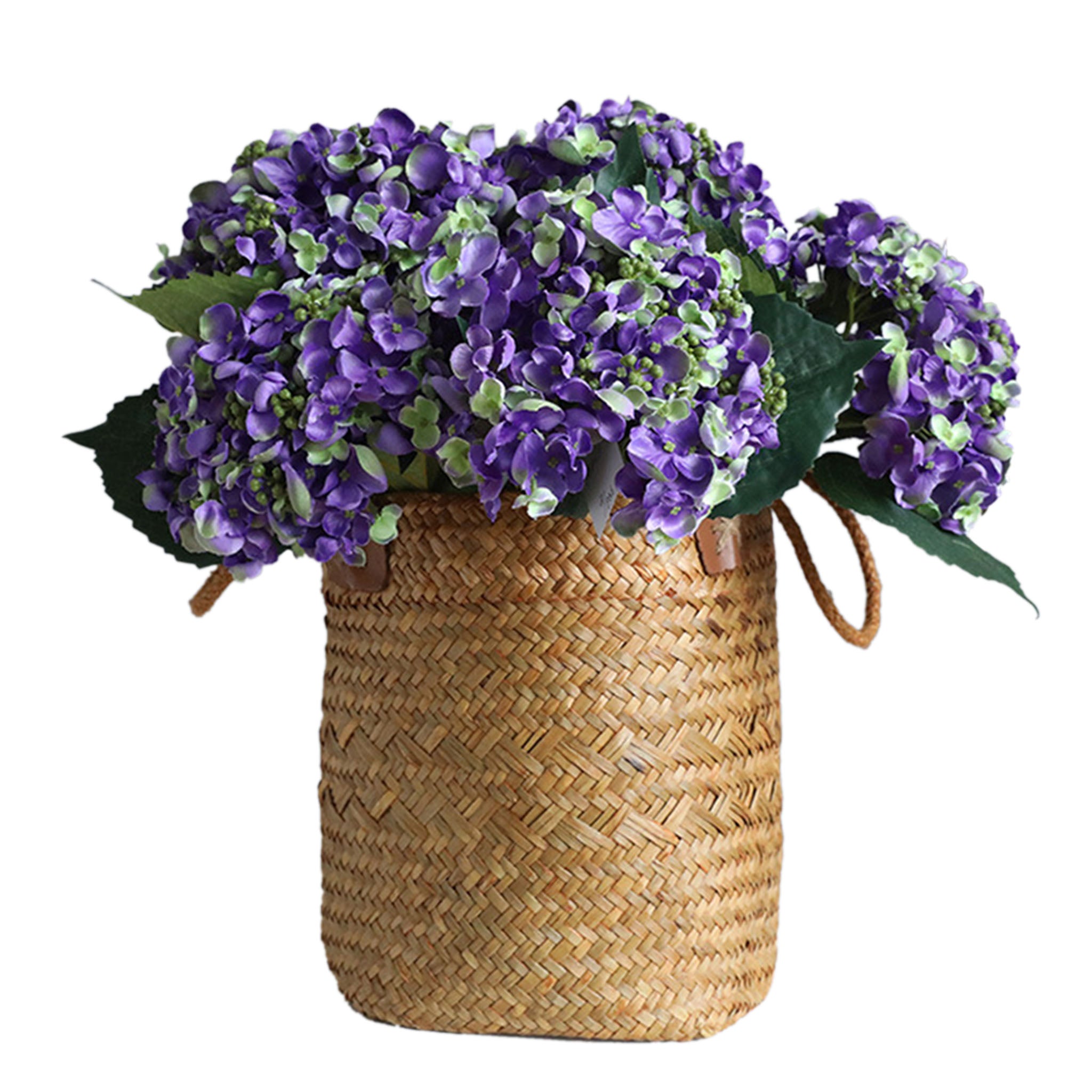 Dark Purple Hydrangea Artificial Flowers 5 Blooms