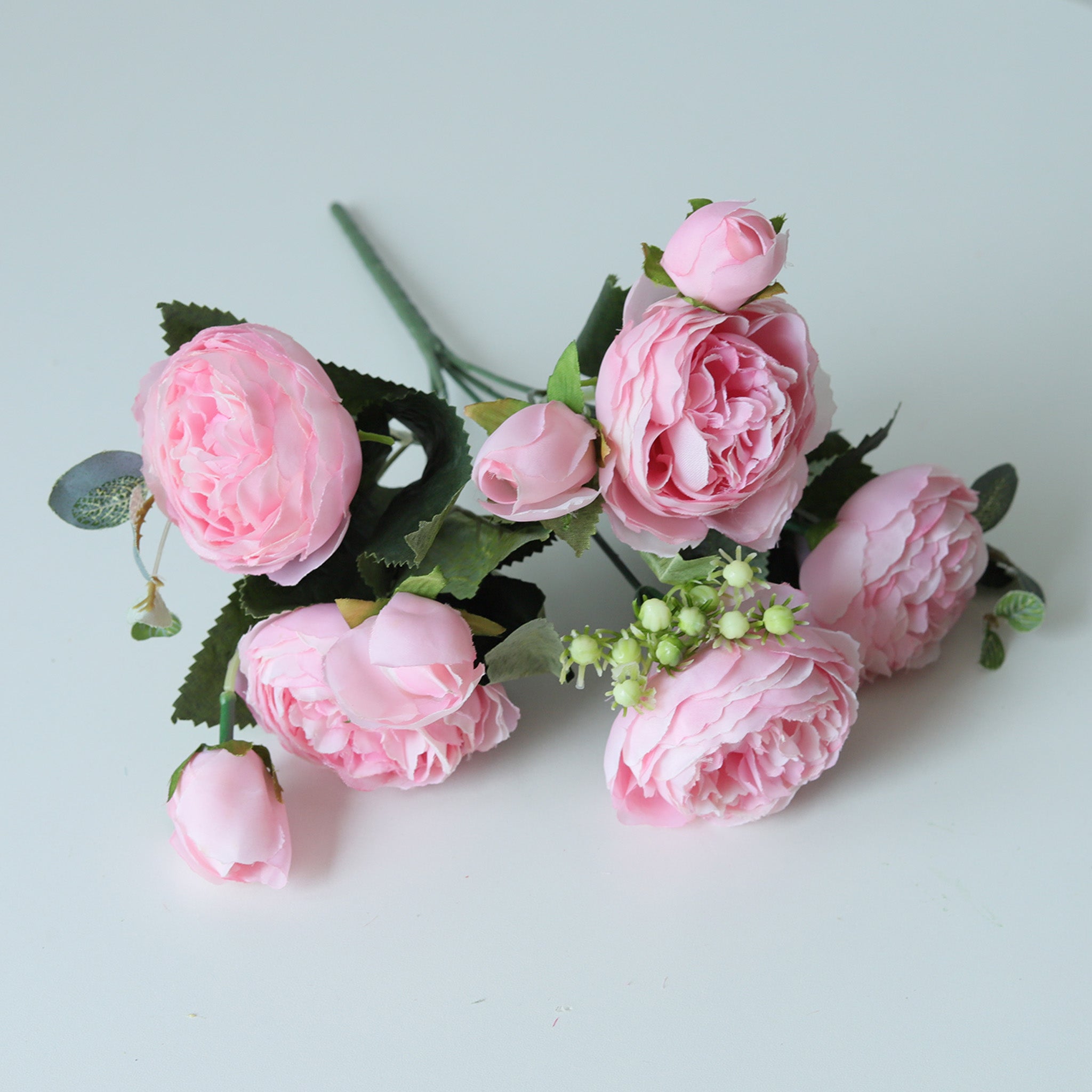 Small Silk Peony Bouquet Fake Flowers Bunches for Wedding