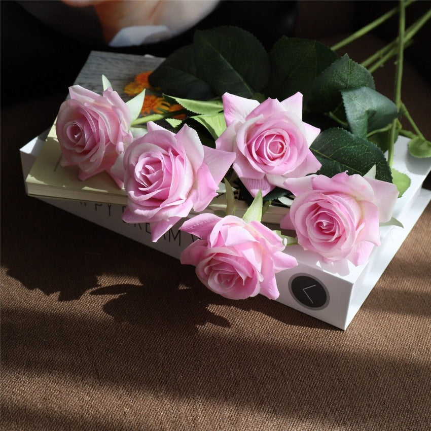 Latex Roses Silk Flowers Artificial 10 Stems for Home Decor