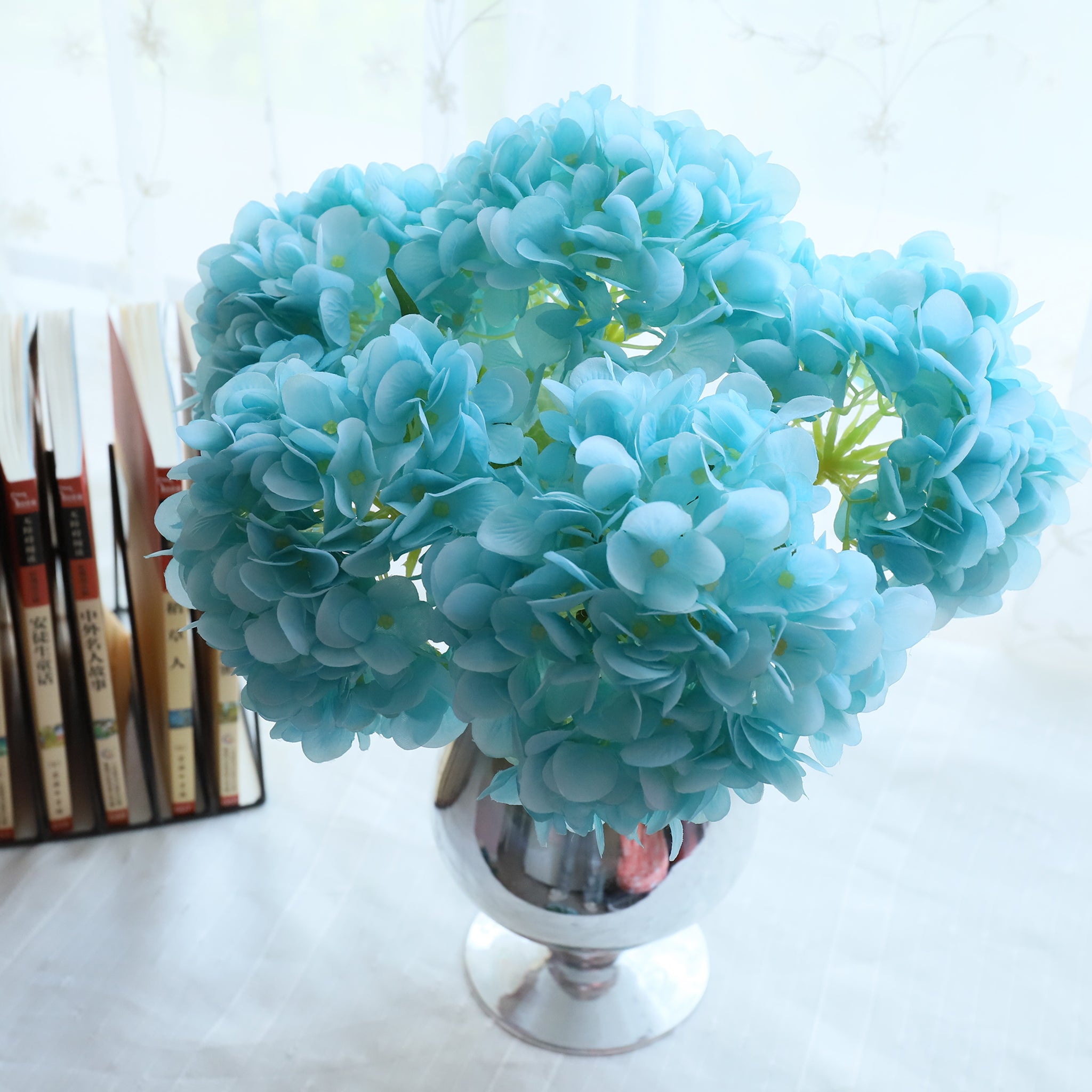 Pool Blue Artificial Hydrangea Bush 21 inch Tall