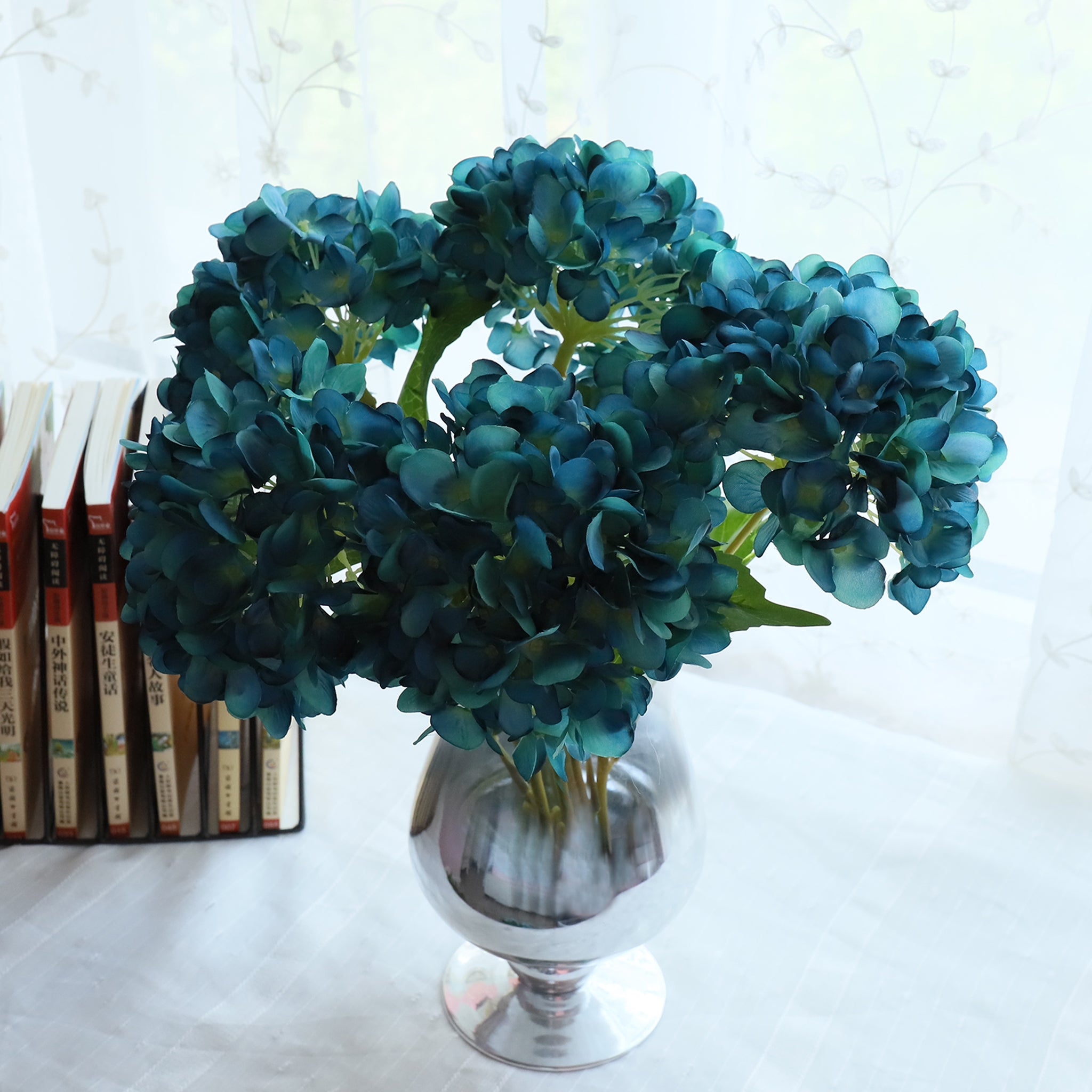 Teal Wedding Flowers Fake Hydrangea Bush