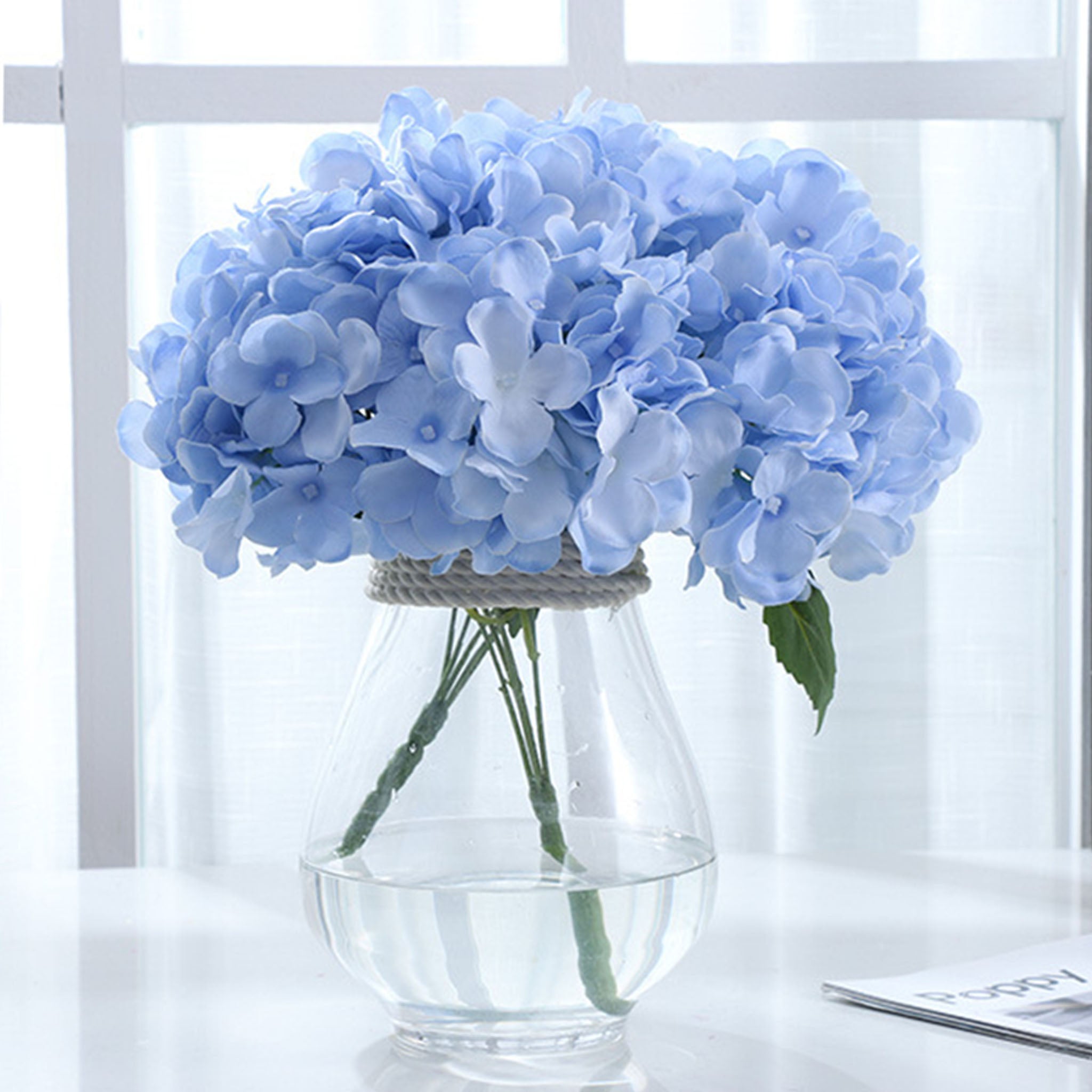 Small Artificial Hydrangea Bunch Blue White Pink Yellow