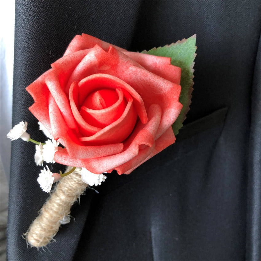 Coral Grooms Boutonniere and Corsage Prom Boutineer