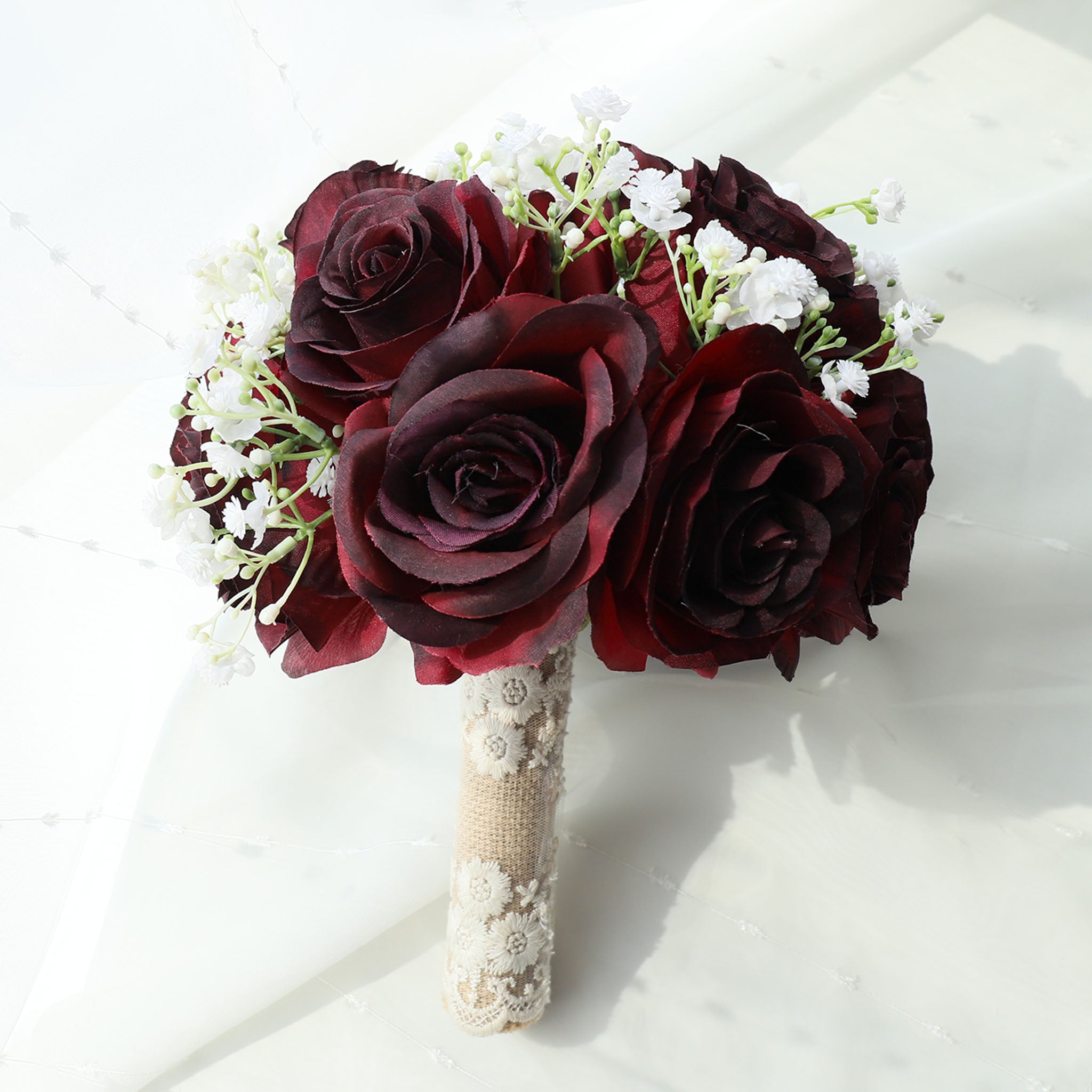 Burgundy Rose Flower Fall Wedding Bouquet