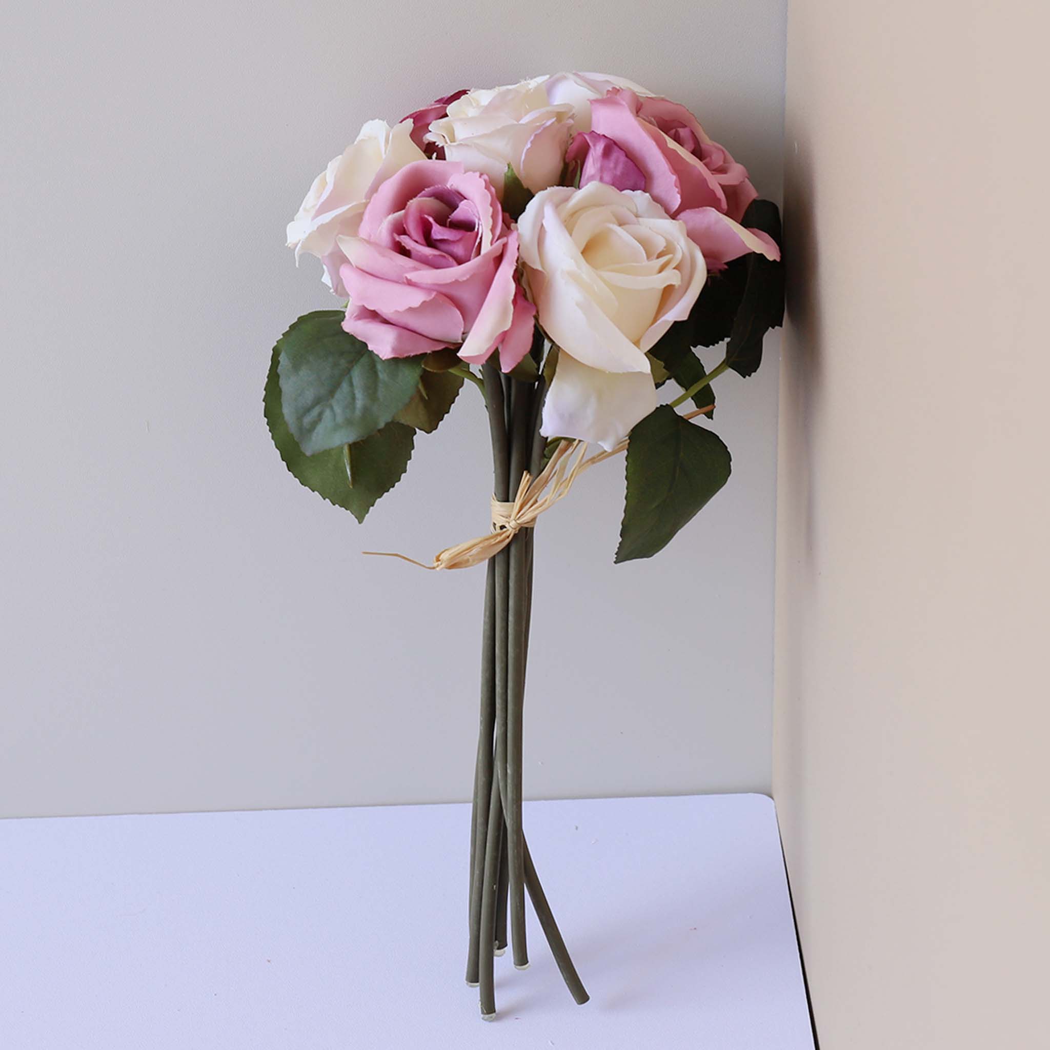 Fall Wedding Flowers Silk Rose Bouquet Vintage Colors For diy Crafts Gray Blue Bouquet