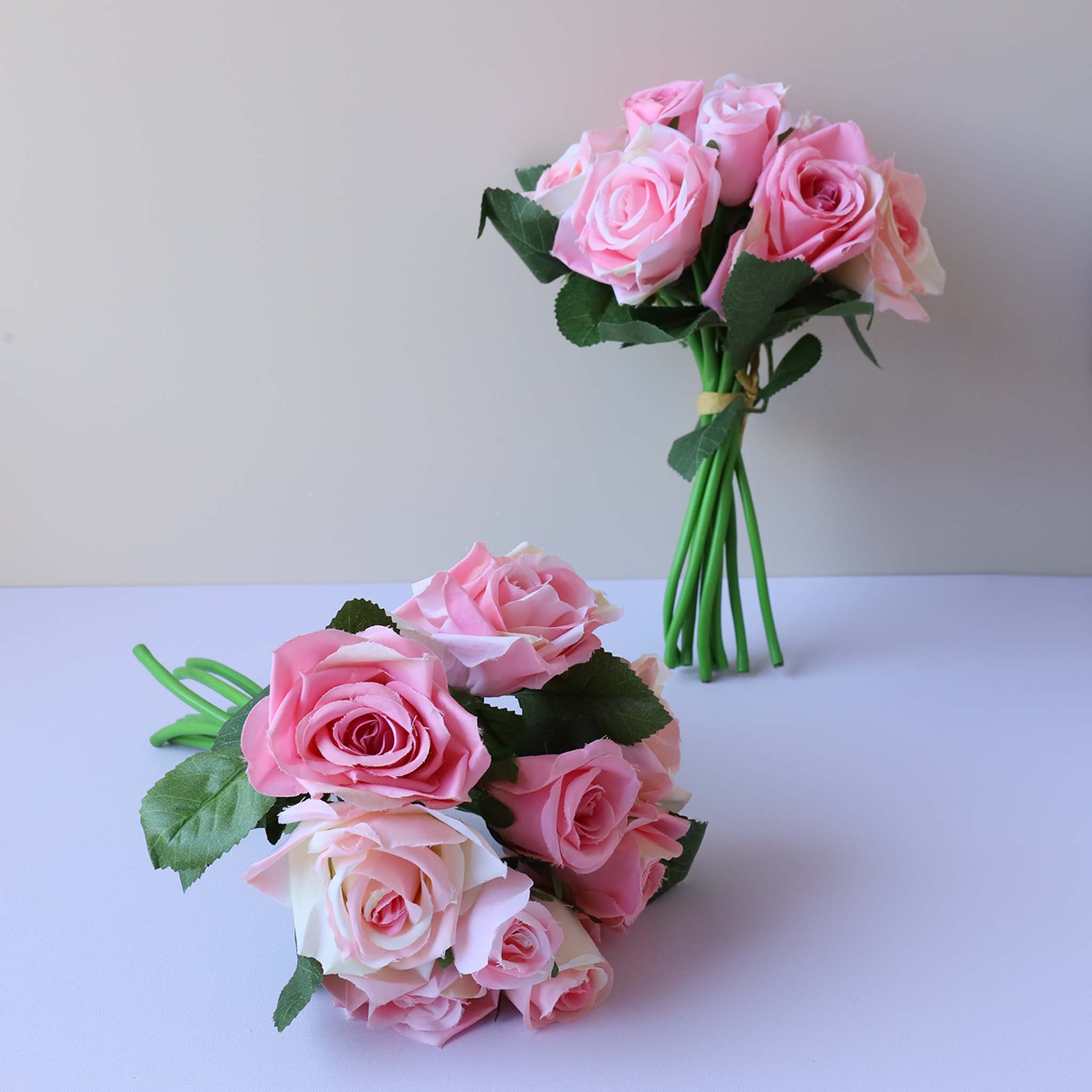 Fake Small Flower Bouquet Silk Rose Bunches