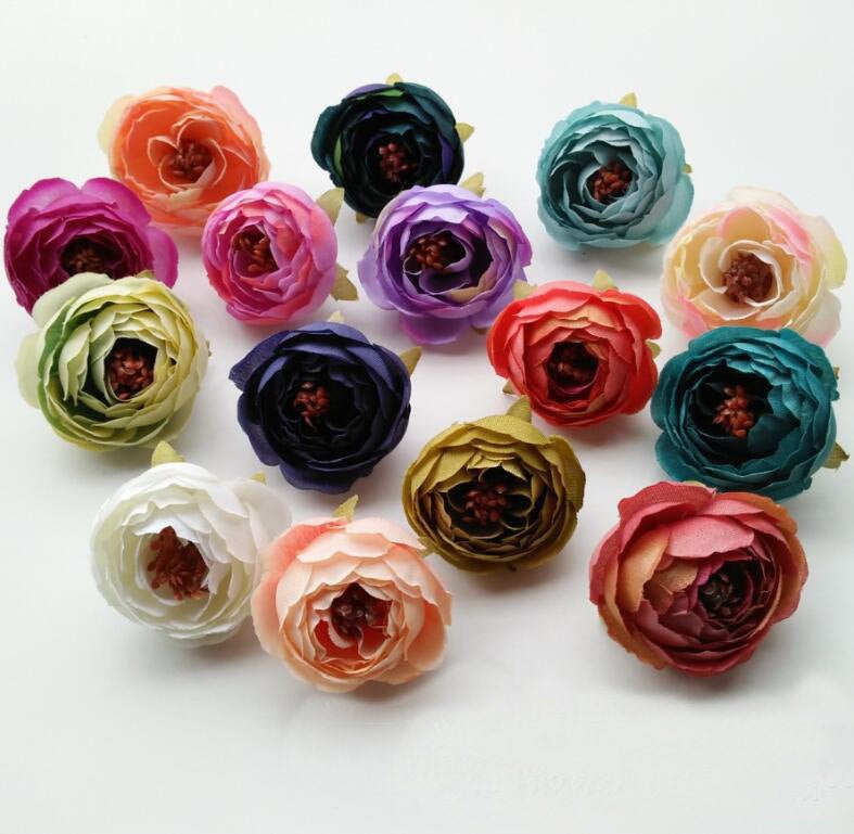Wholesale Silk Flowers Bulk Peonies Heads 300 pcs Small Simulation Tea Rose For Crafts DIY
