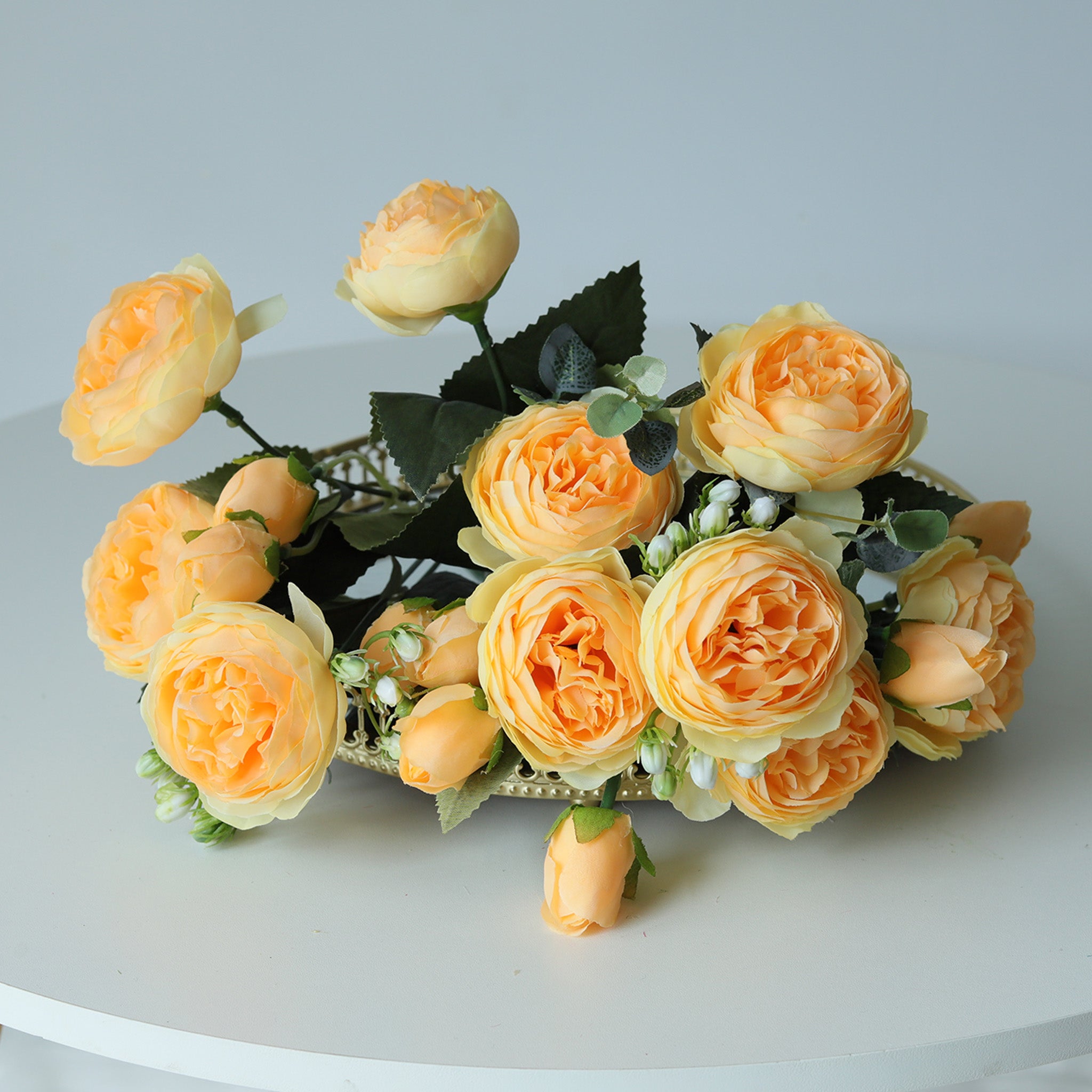 Small Silk Peony Bouquet Fake Flowers Bunches for Wedding