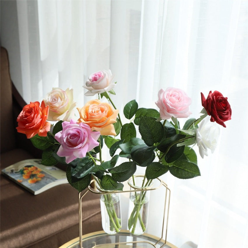 Latex Roses Silk Flowers Artificial 10 Stems for Home Decor