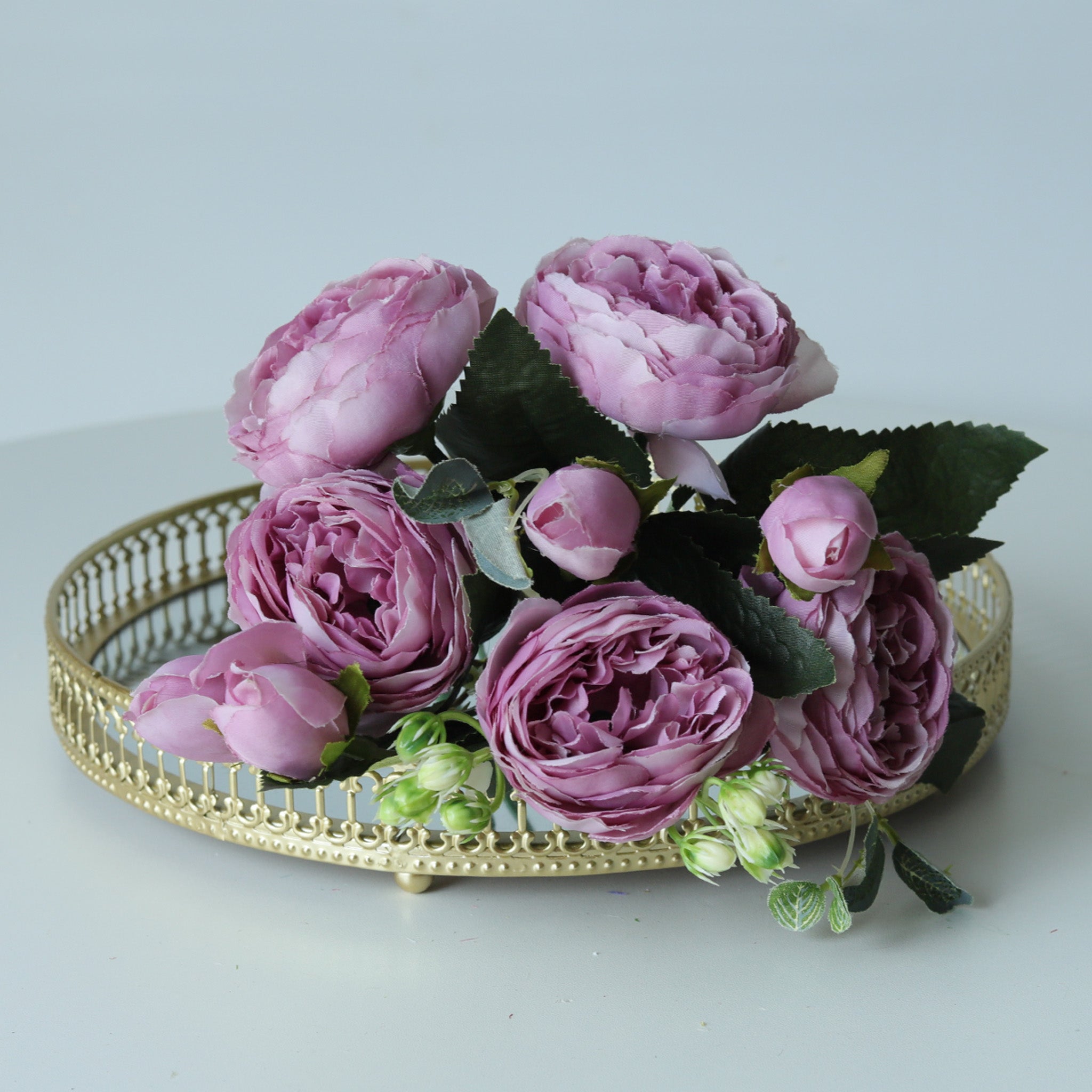 Small Silk Peony Bouquet Fake Flowers Bunches for Wedding